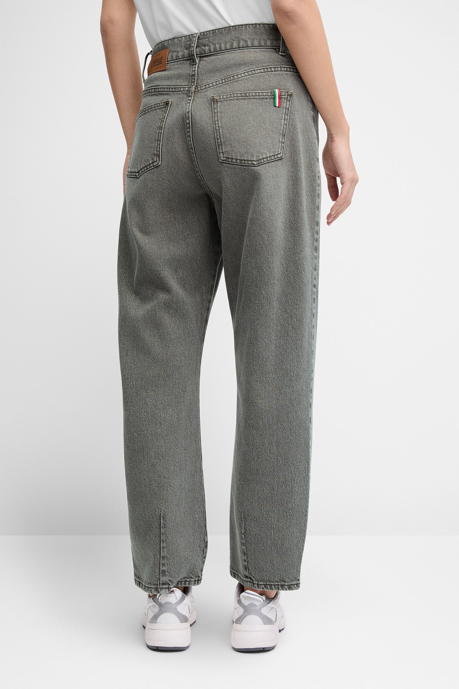 Jeans, Hose, Hose mit Gerader Schnitt, Grau, Back Pocket Detail