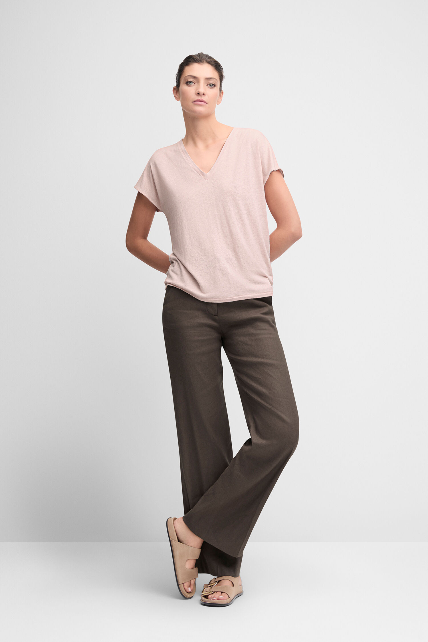 Hosen, Bluse, Person, Sandale, Leinen