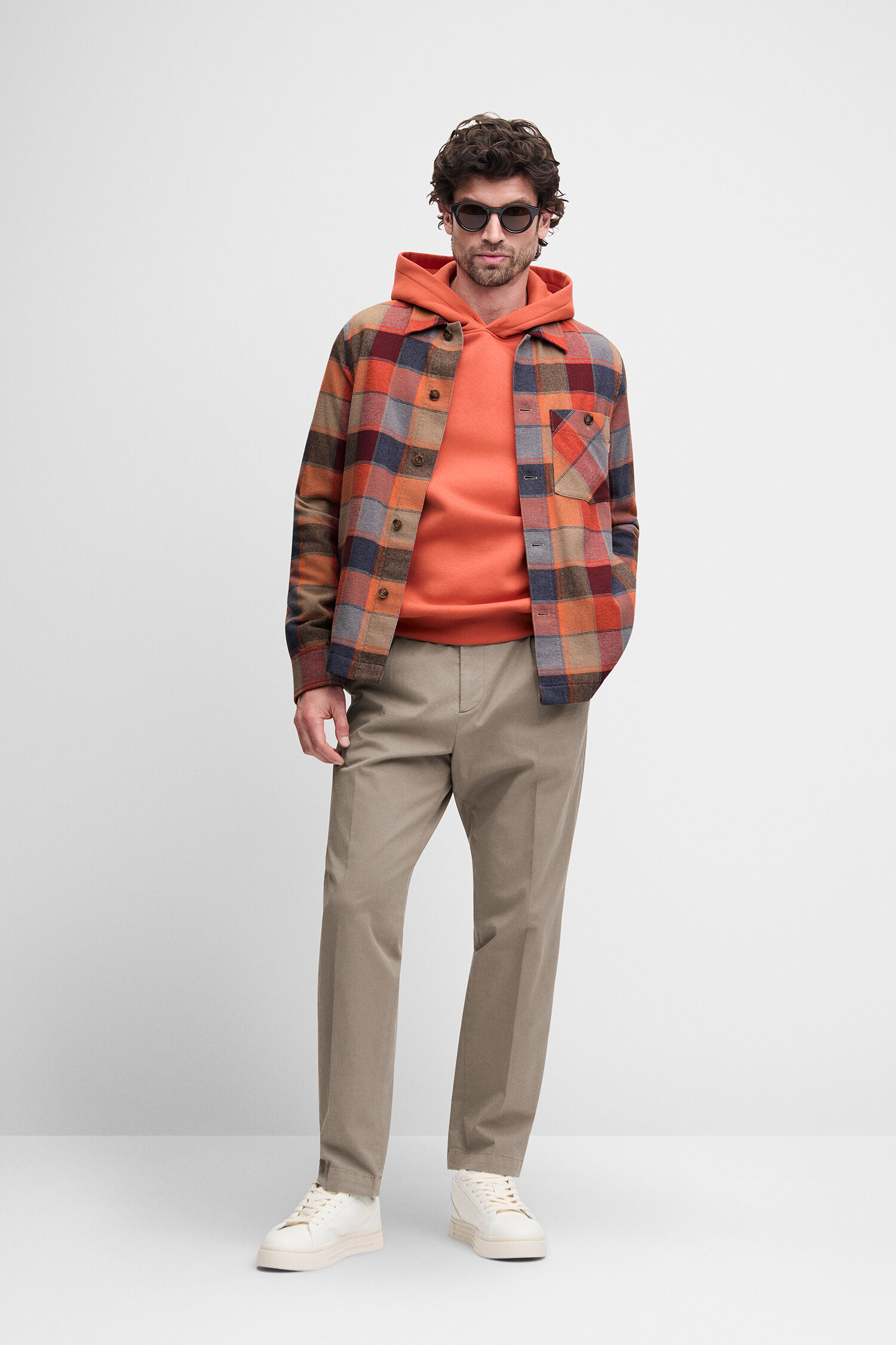 Hemdjacke, Plaid, Wollig, Multicolor, Lockere Passform