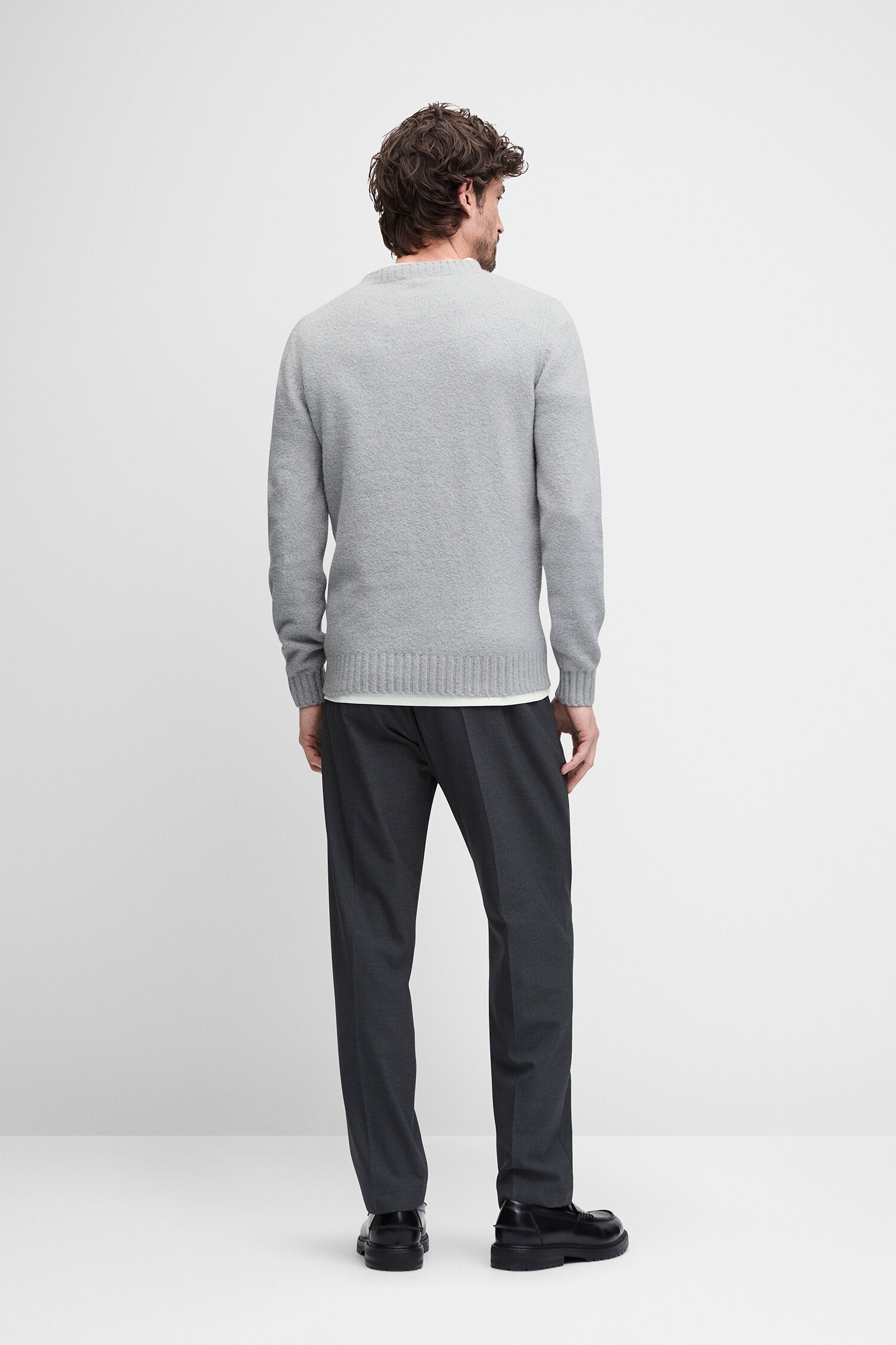 Pullover, Grau, Langarm, Knit, Strickpullover