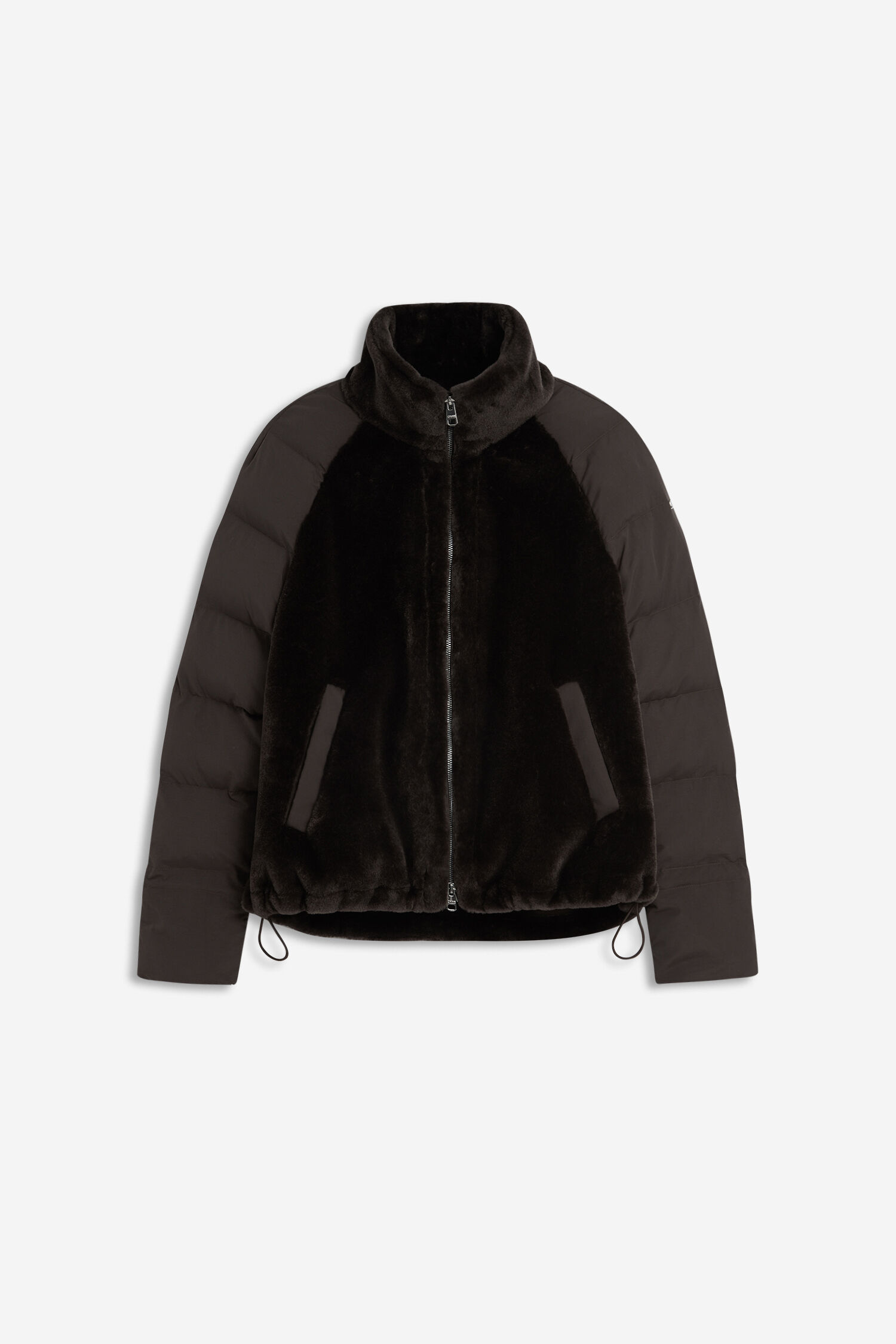 Jacke, Bomberjacke, Kunstfell, Schwarz, Winterjacke