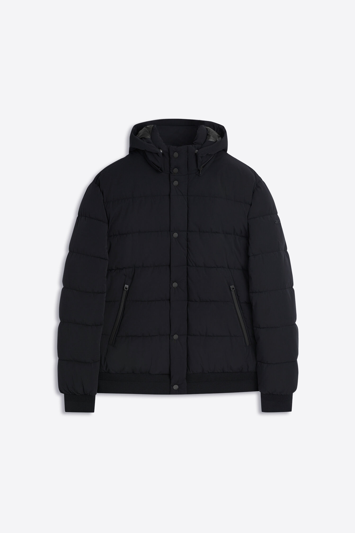 dunkelblau, Daunenjacke, Stehkragen, Reißverschlusstaschen, pufferjacke