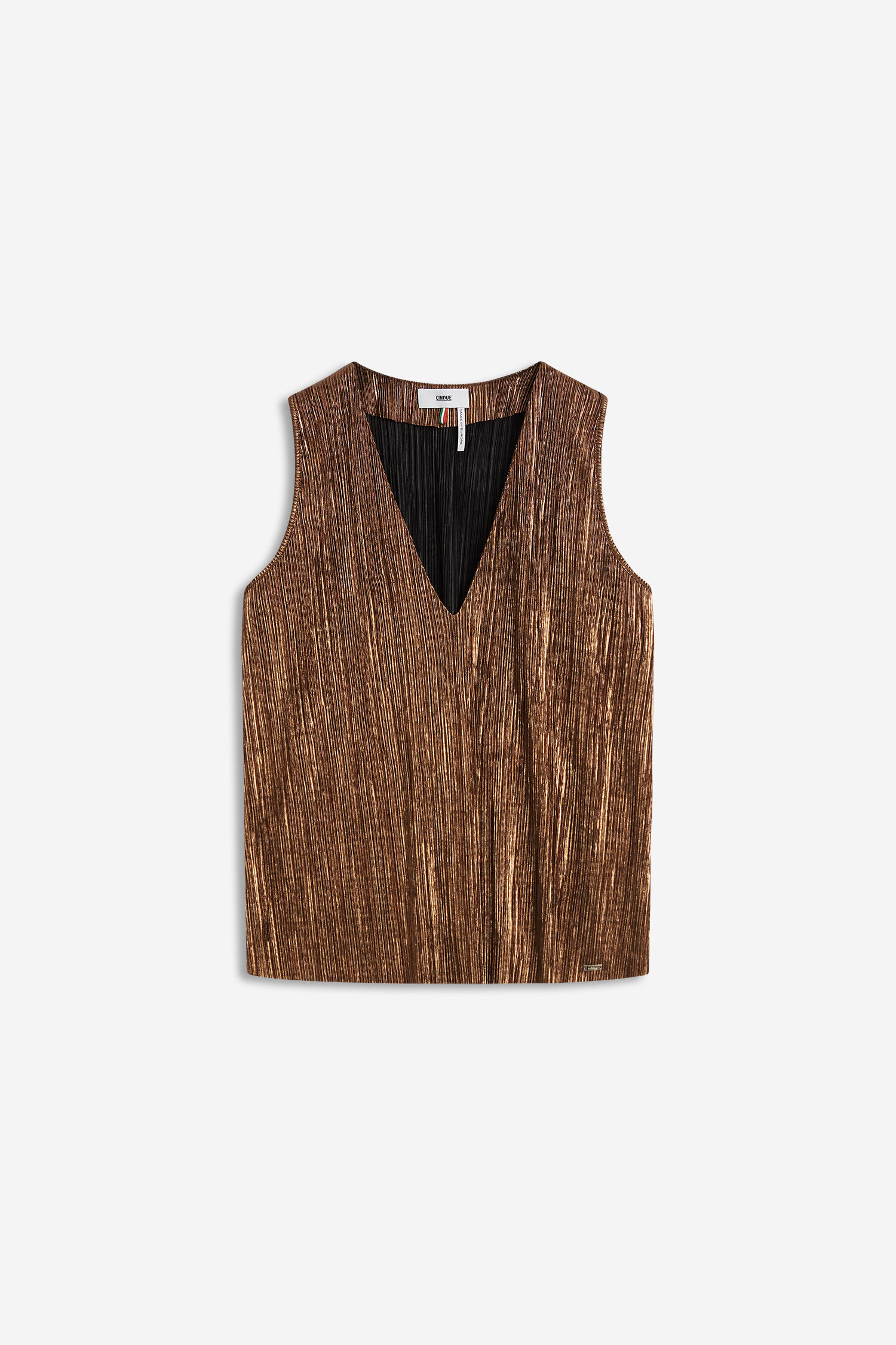 Plissee, Spitzhals, Weste, Glitzer, Metallic