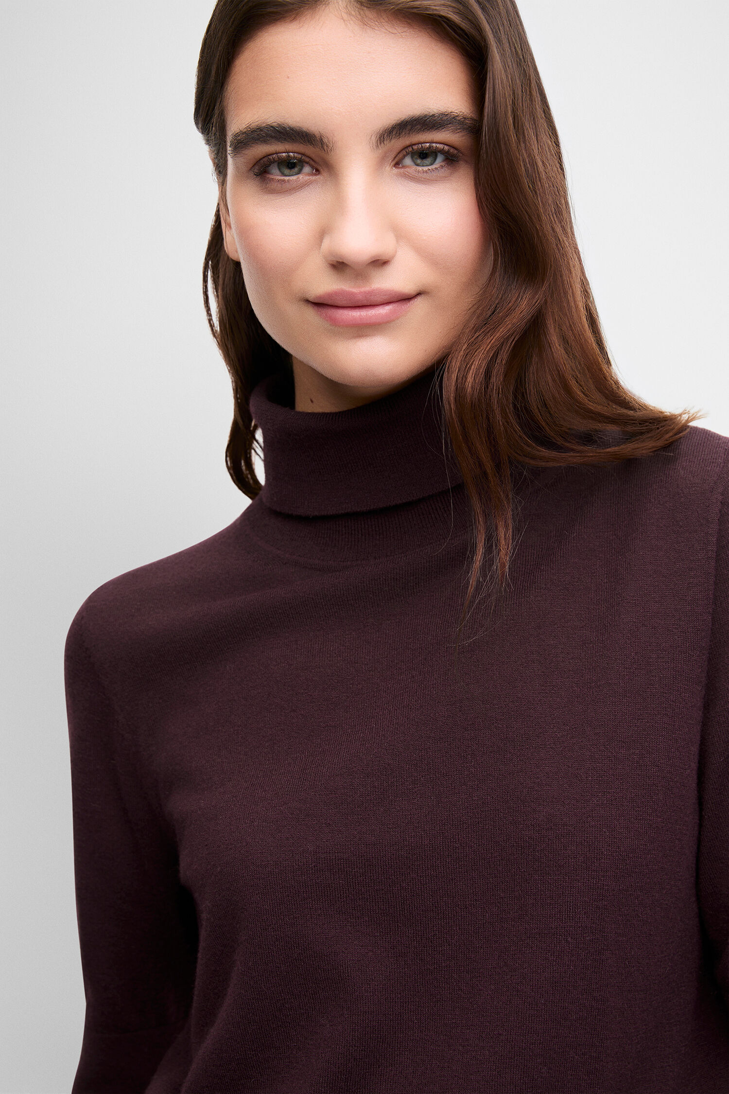 turtleneck, Knit, Burgundy, Kurzarm, lockere_passform
