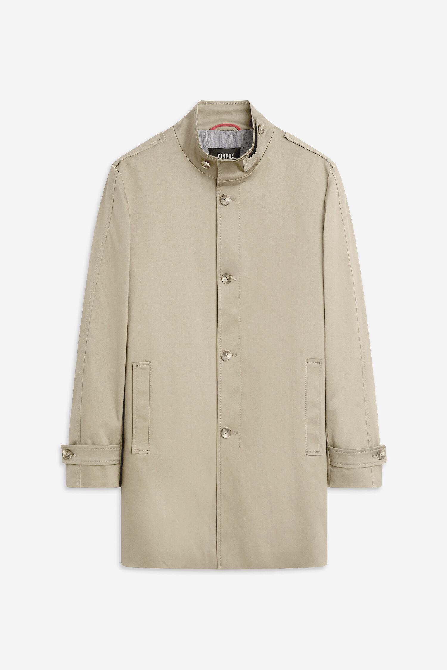 Mantel, Langarm, Hemd, Leinen, Khaki