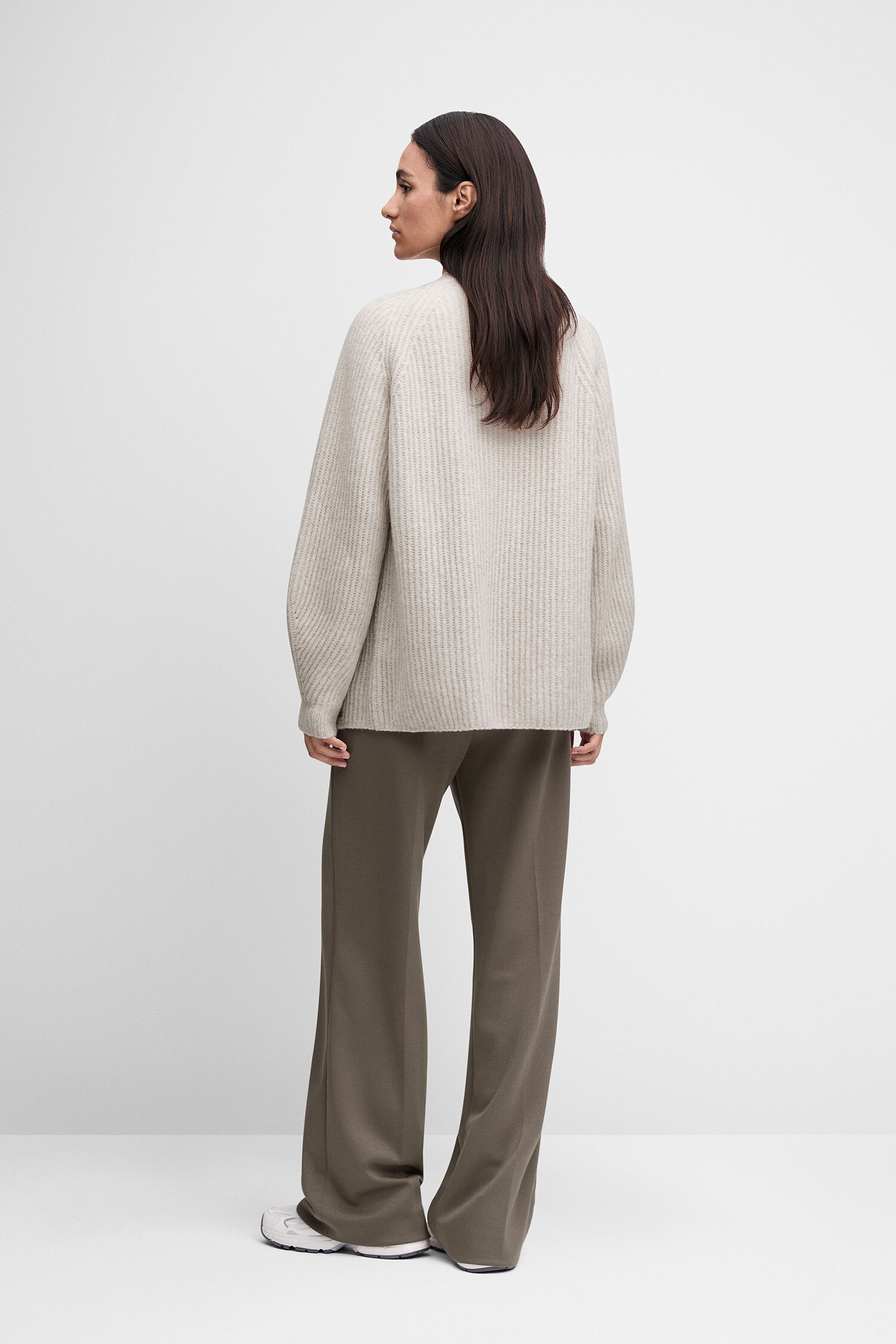 pullover, oversized, knit, beige, cardigan