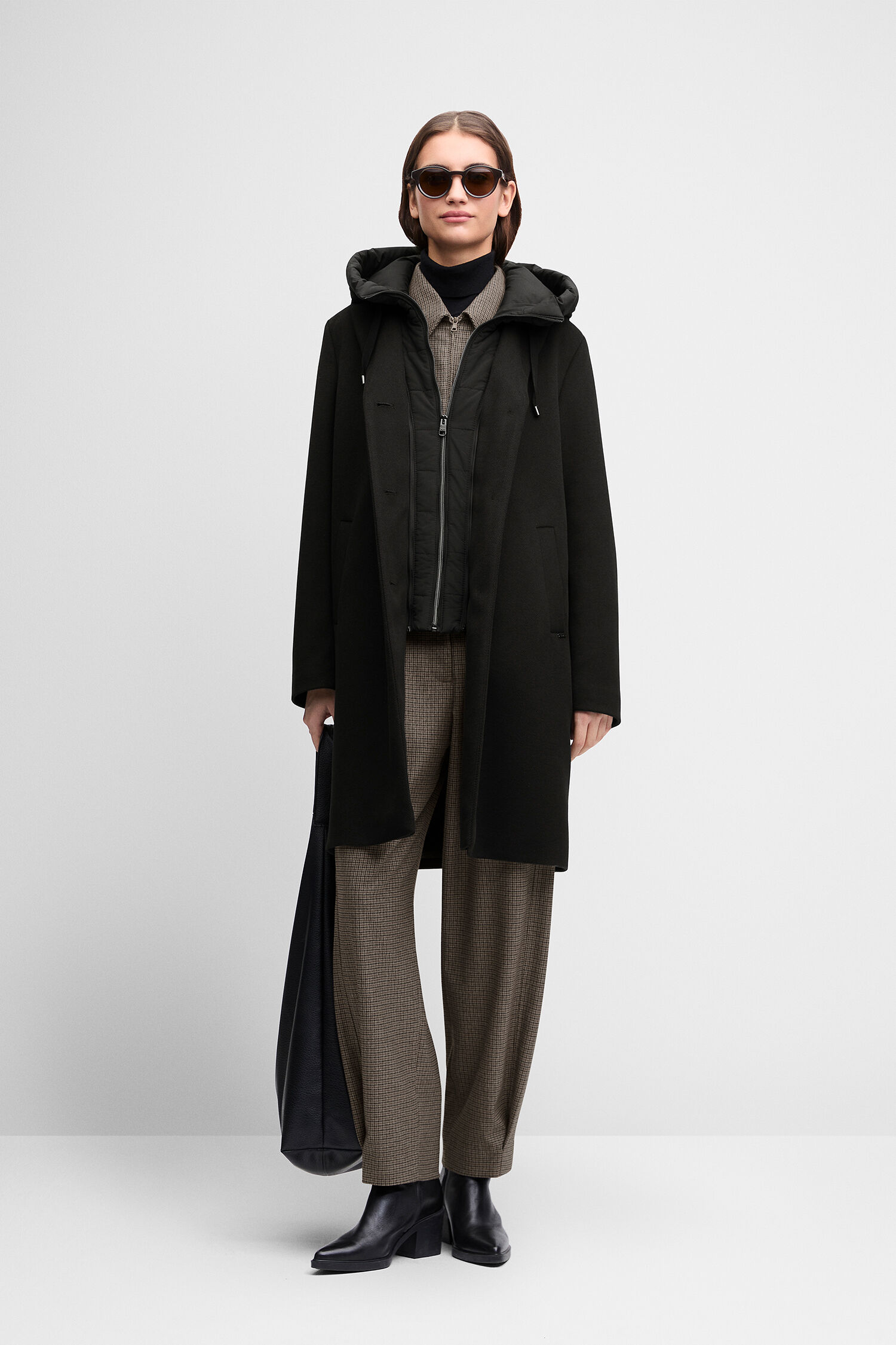 Mantel, Hooded, Schwarz, Oversized, Kleidungseindruck