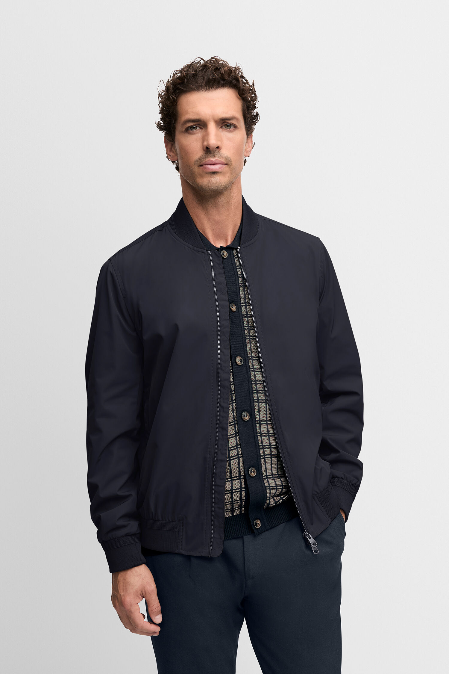 Hemd, Langarm, Mantel, Jacke, Person - dunkelblau