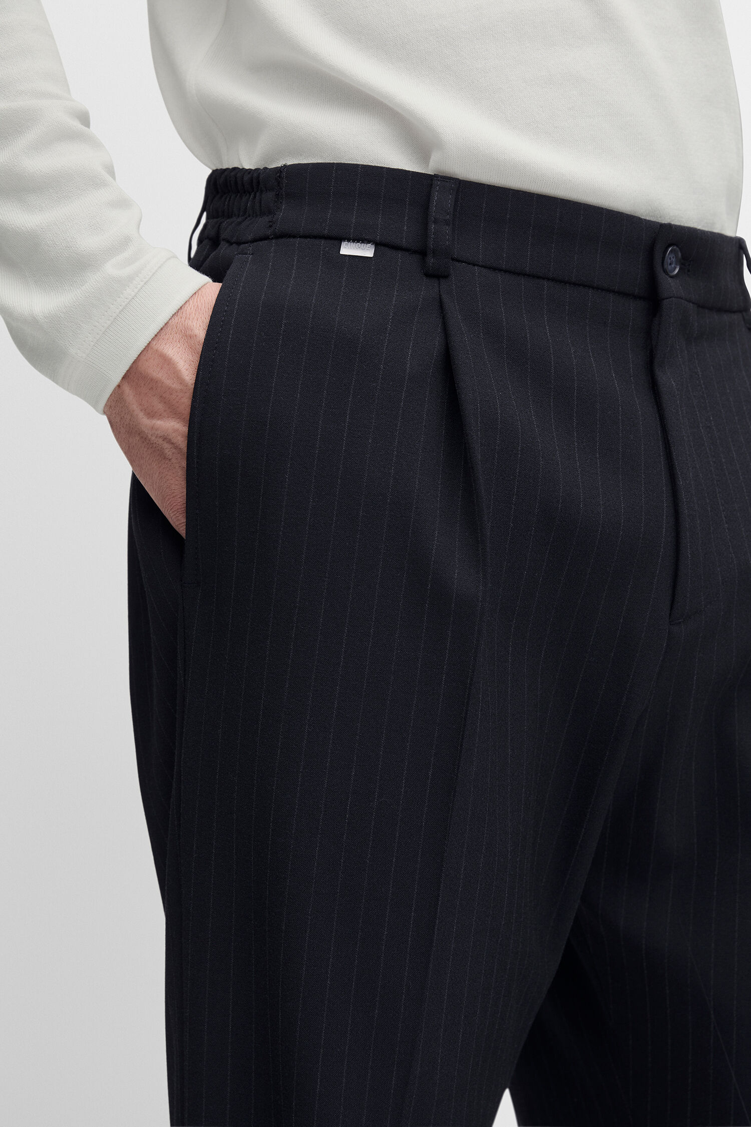 Hose, Anzughose, Pinstripes, Schlanke Passform, Seitentasche