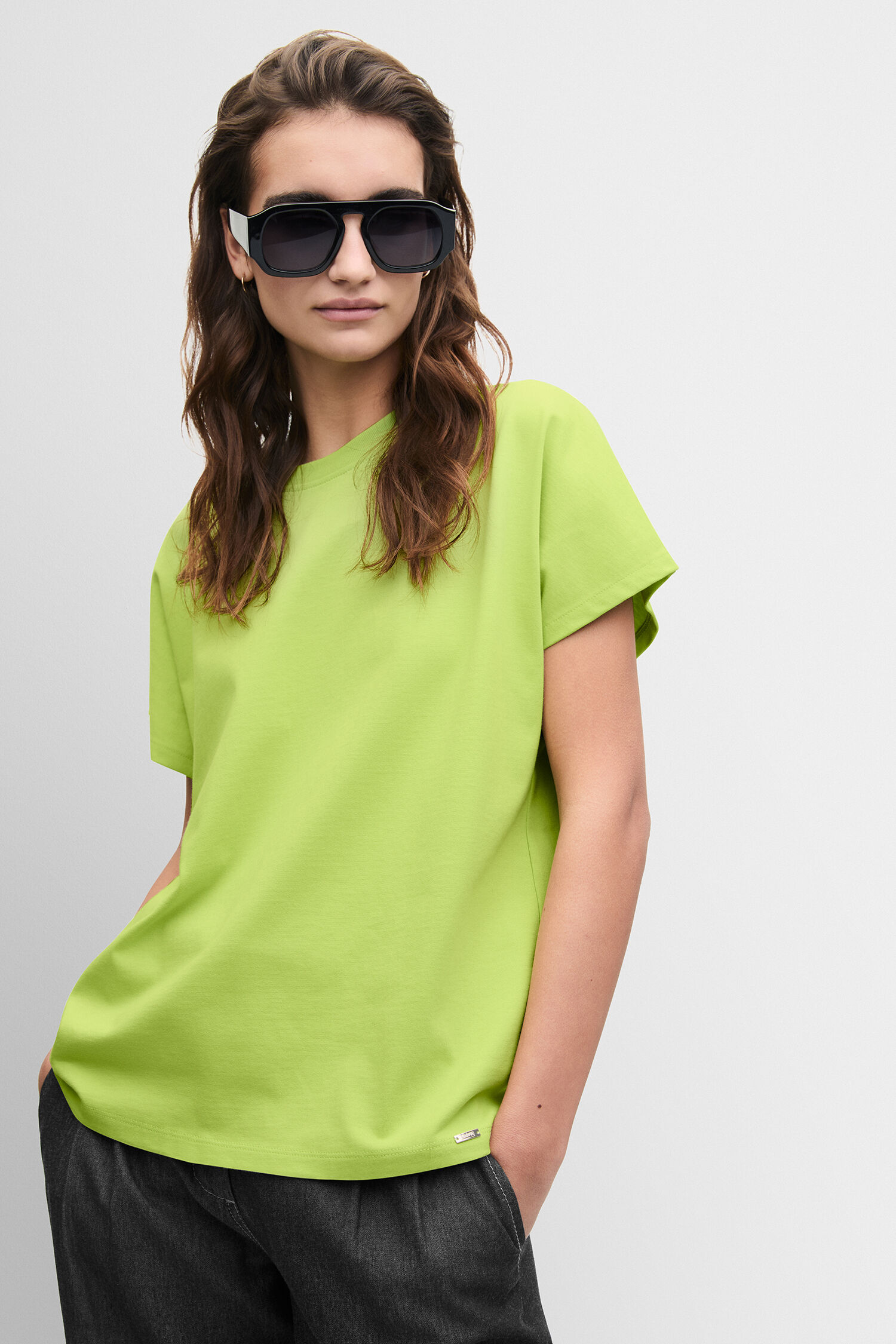 T-Shirt, Neongrün, Kurzarm, Casual, Hemdartiges Shirt