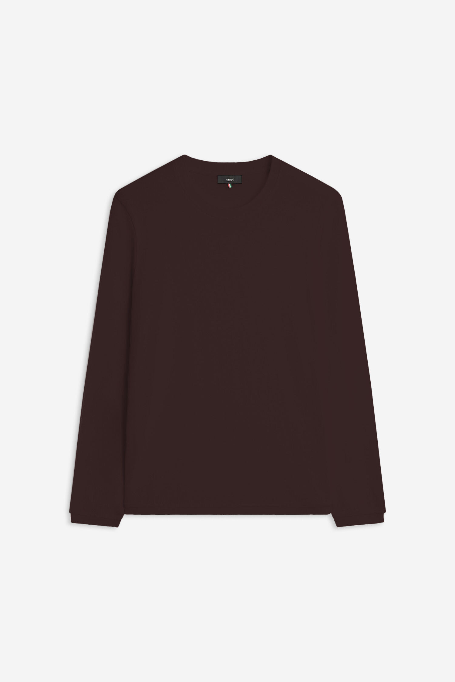Langarmshirt, Braun, Rundhalsausschnitt, Uni, Schmaler Schnitt