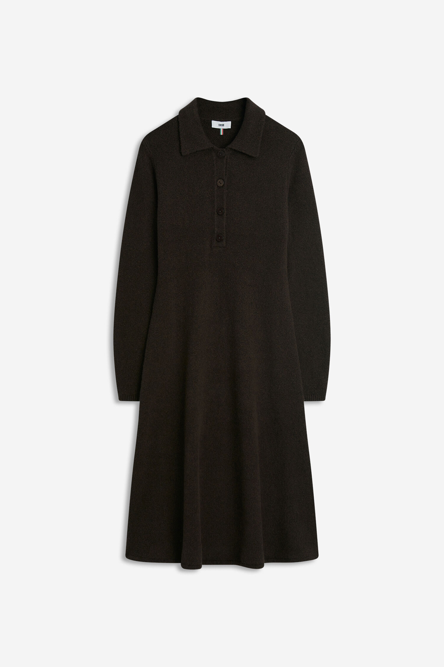 Kleid, Wollmaterial, Langarm, Knopfleiste, Dunkelbraun