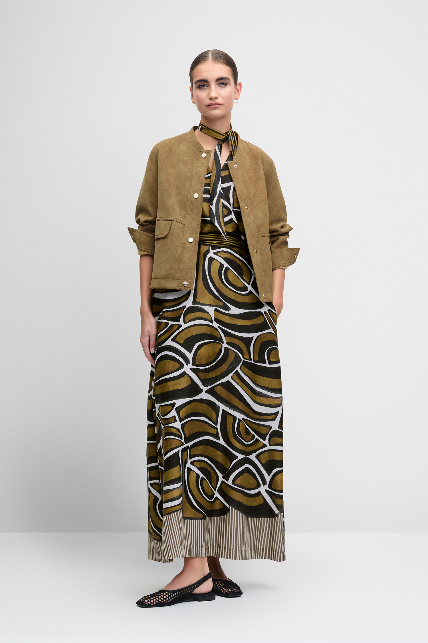 jacke, tweed, tailliert, knopfverschluss, scarf