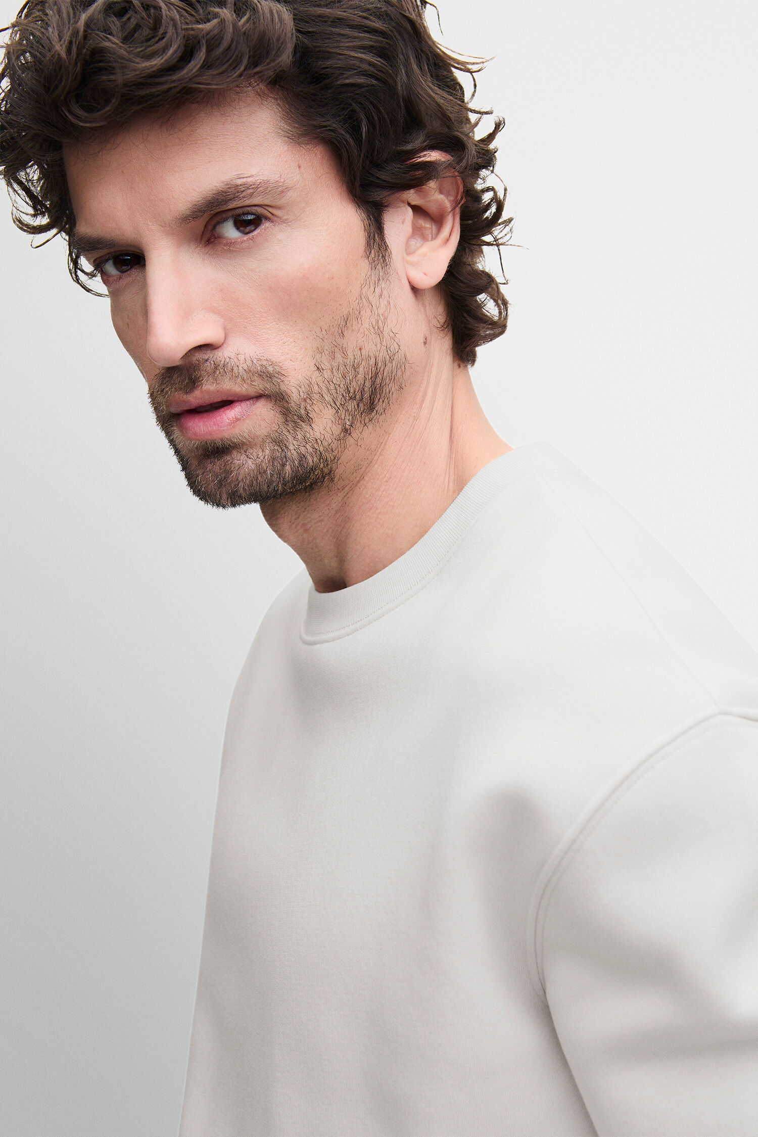 Sweatshirt, Kragenlos?, Langarmshirt, Beige, Casual