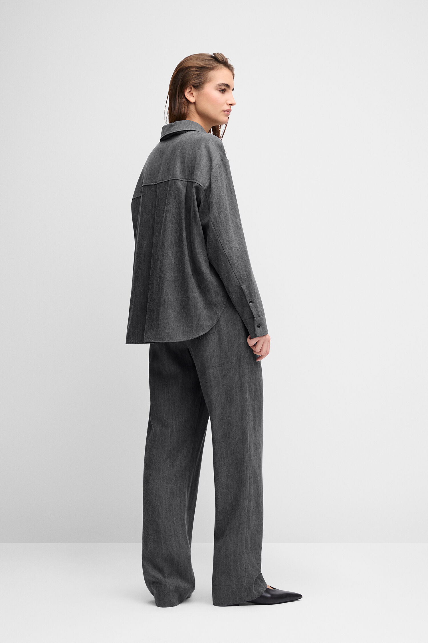 Hem, Oversize-Hemd, Denimlook, Lange Hose, Grayscale