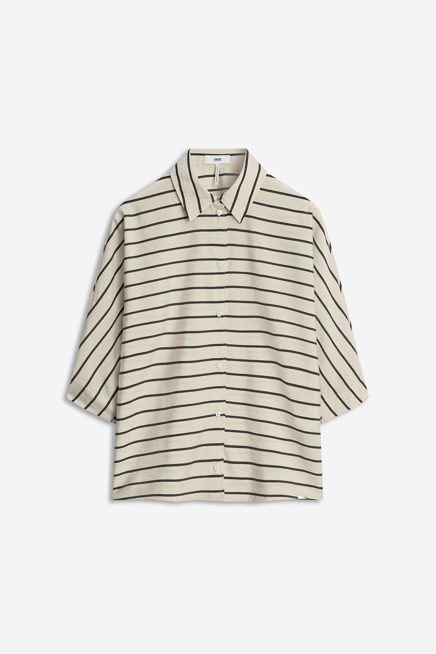 Hemd, Streifen, Luftig, Beige, Knopfleiste