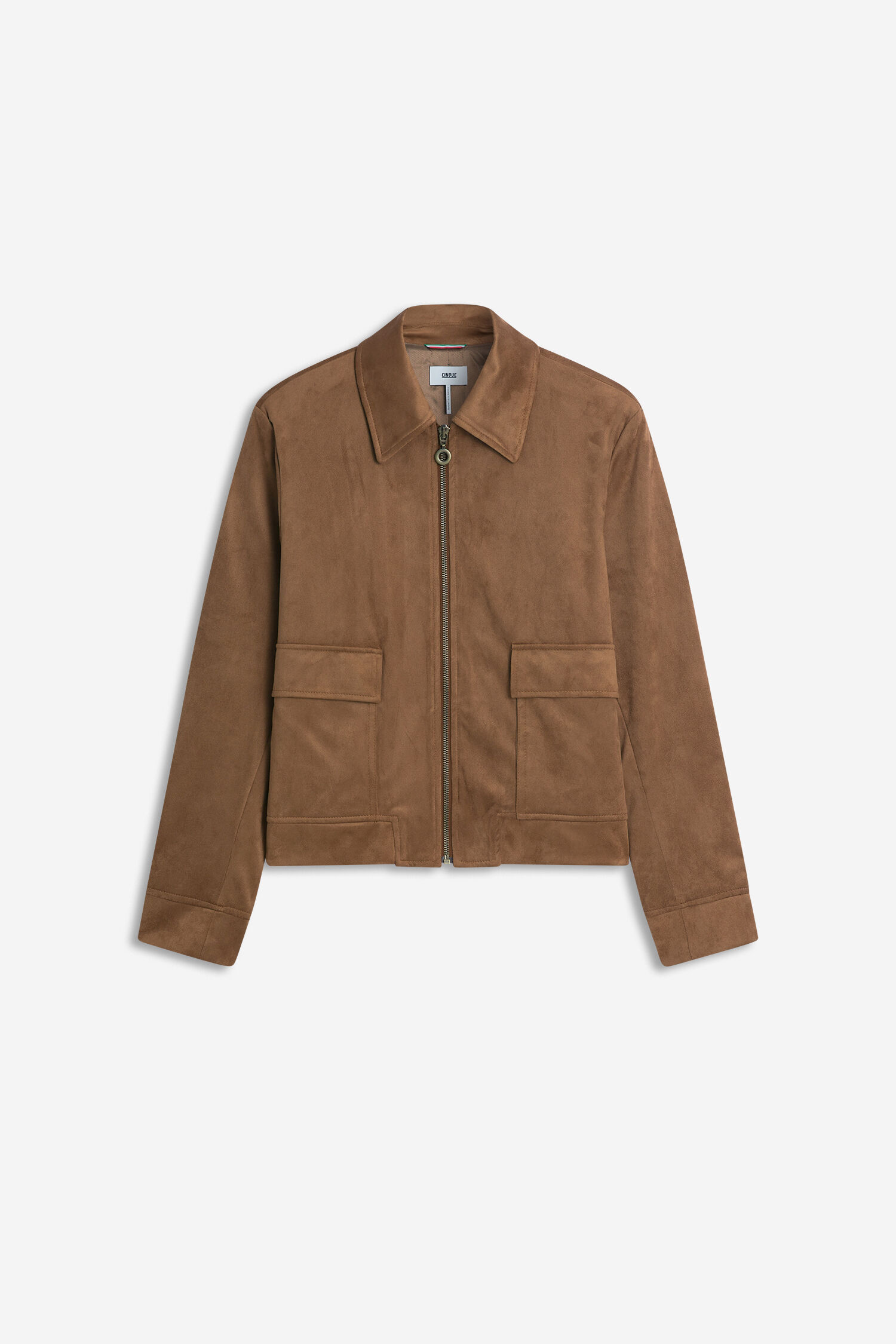 jacke, braun, lederoptik, reißverschluss, klappen-taschen