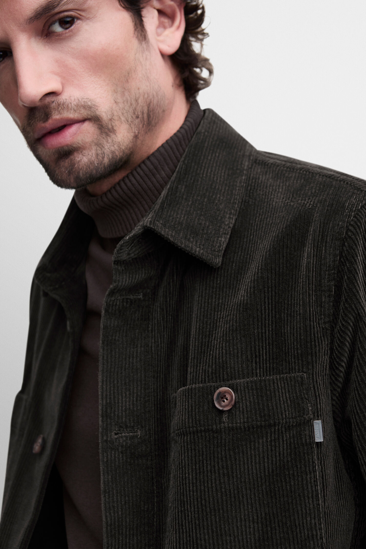 Kord, Jacke, Braun, Knopf, Brusttasche