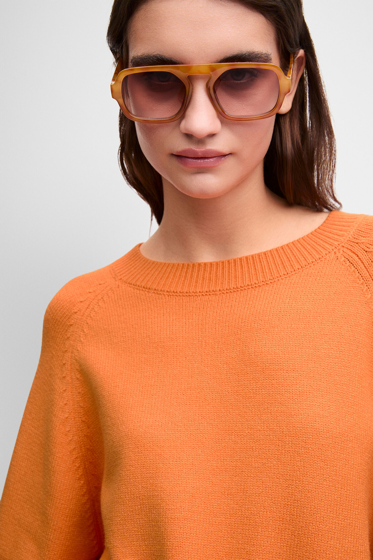 orangeer Pullover, Strickware, Pullover, langarm, Rundhals