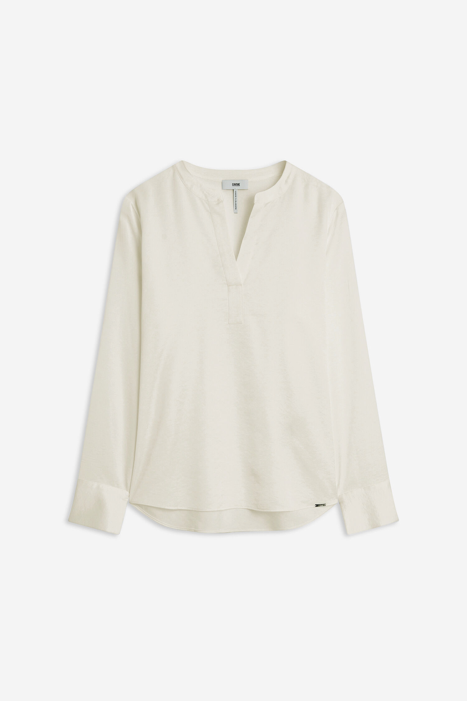 Longsleeve, Henley, Cream, Linen, Plain