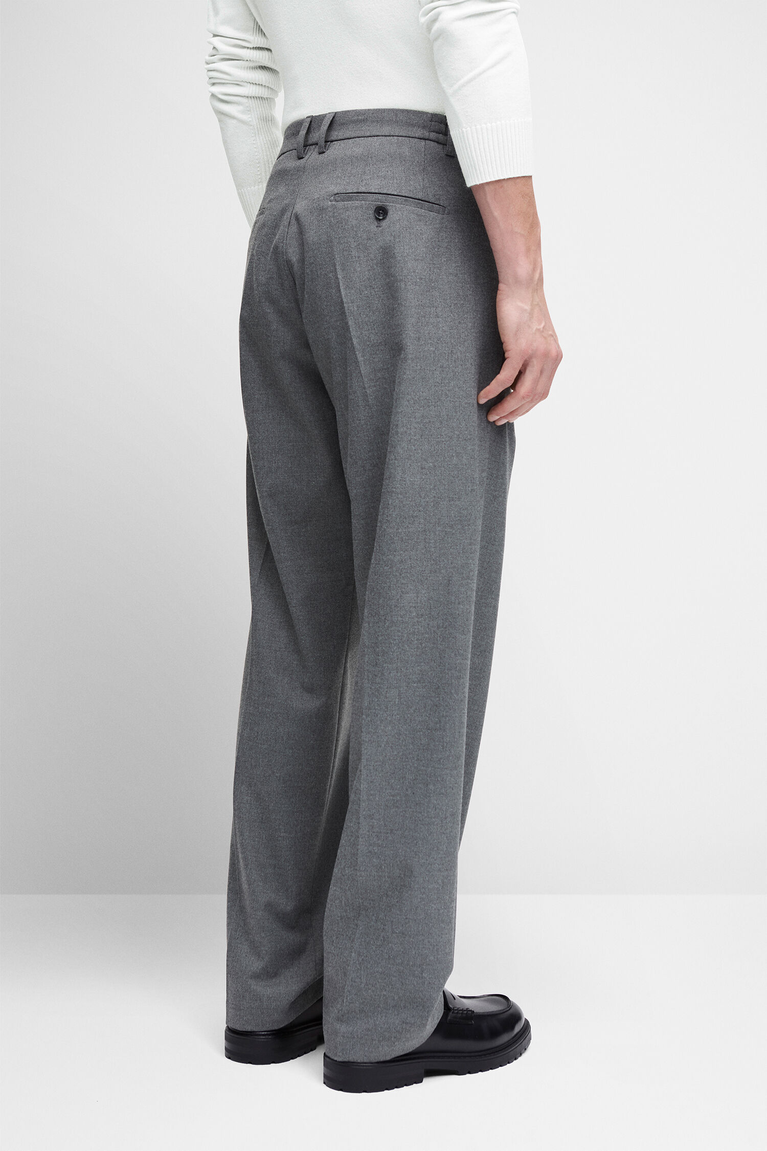 Hose, Größe, Grau, Flatfront, Seitentasche