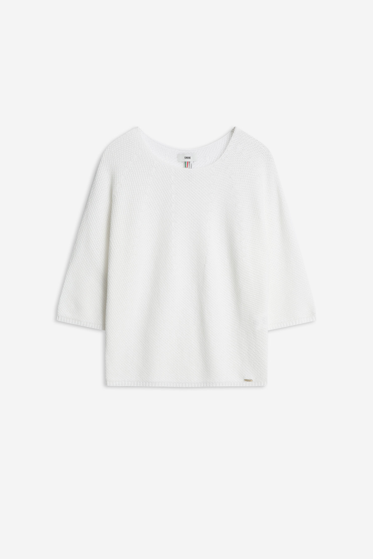 white, top, Knit, Langarm, Strukturstrick