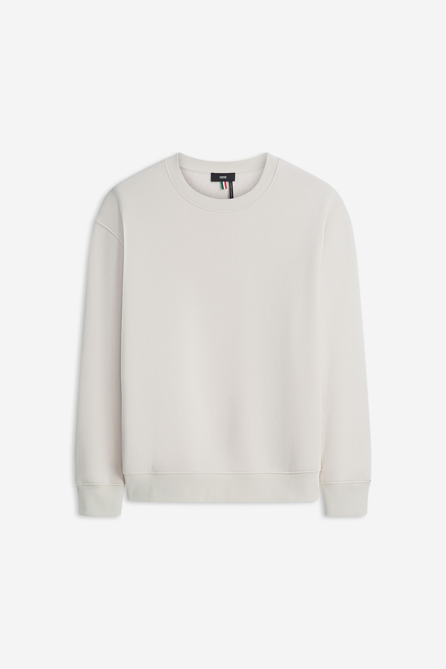 Sweatshirt, Crew neck, Long sleeve, Beige, Plain