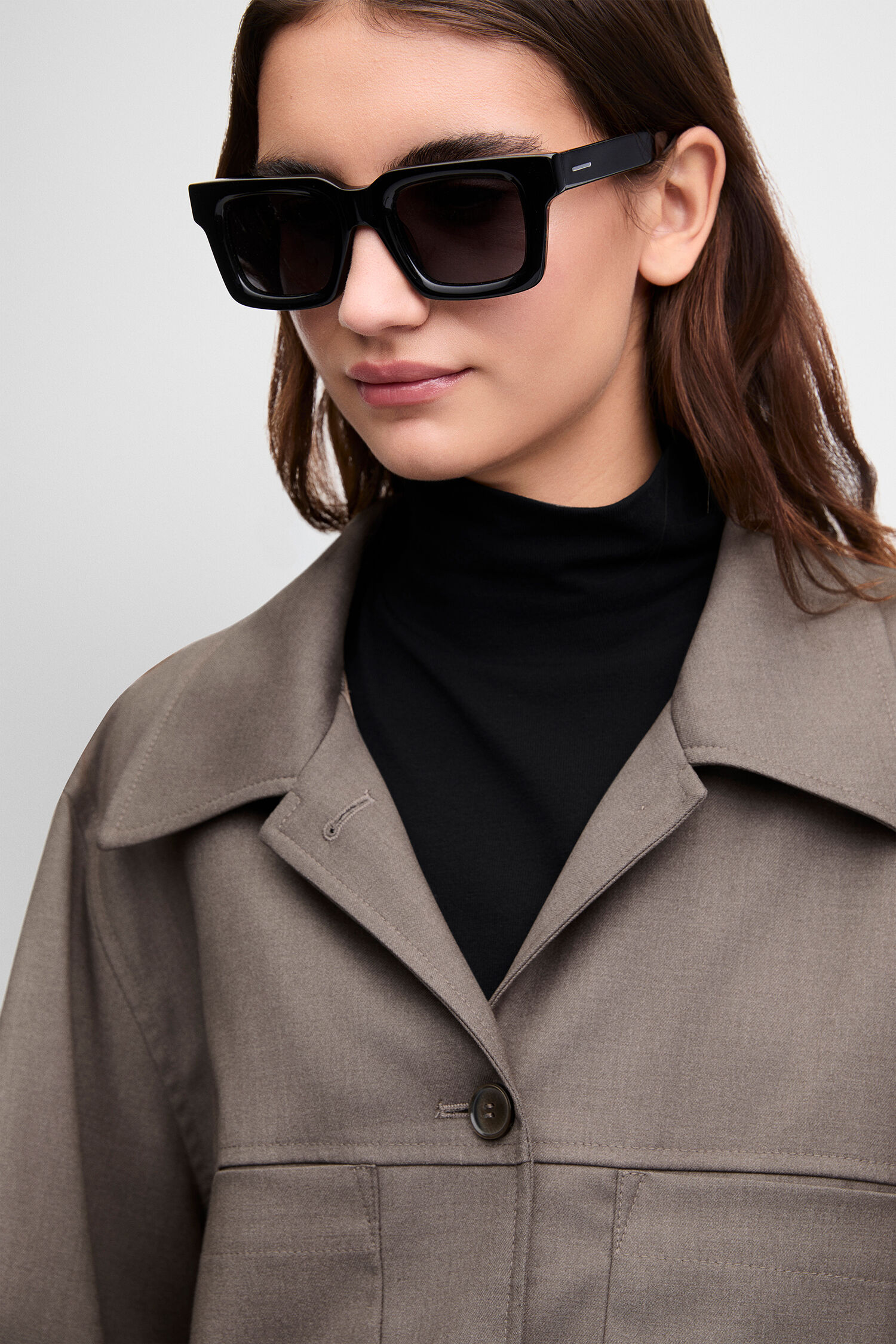 Sonnenbrille, große Rahmen, Schwarz, Brillengestell, Kunstleder?