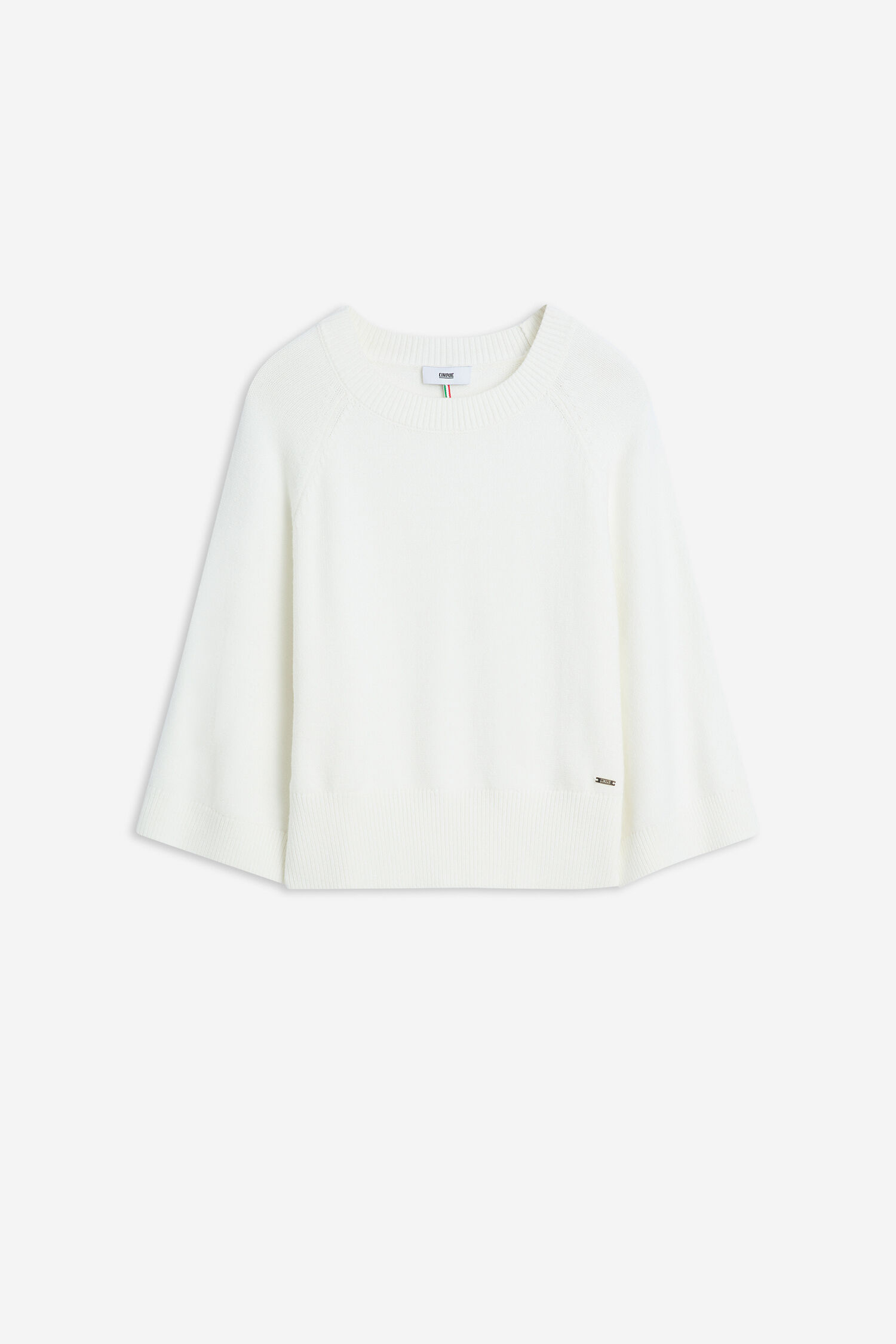 Pullover, Weiß, Kuschelig, Rundhals, Rippstrick