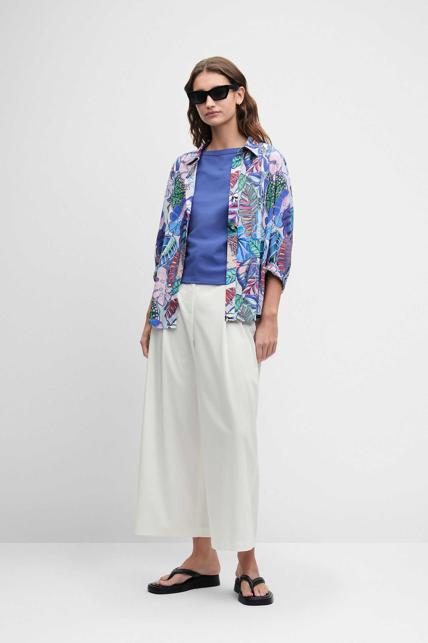 Hemd, Shorts, Sonnenbrille, Florales Muster, Lässige Kleidung