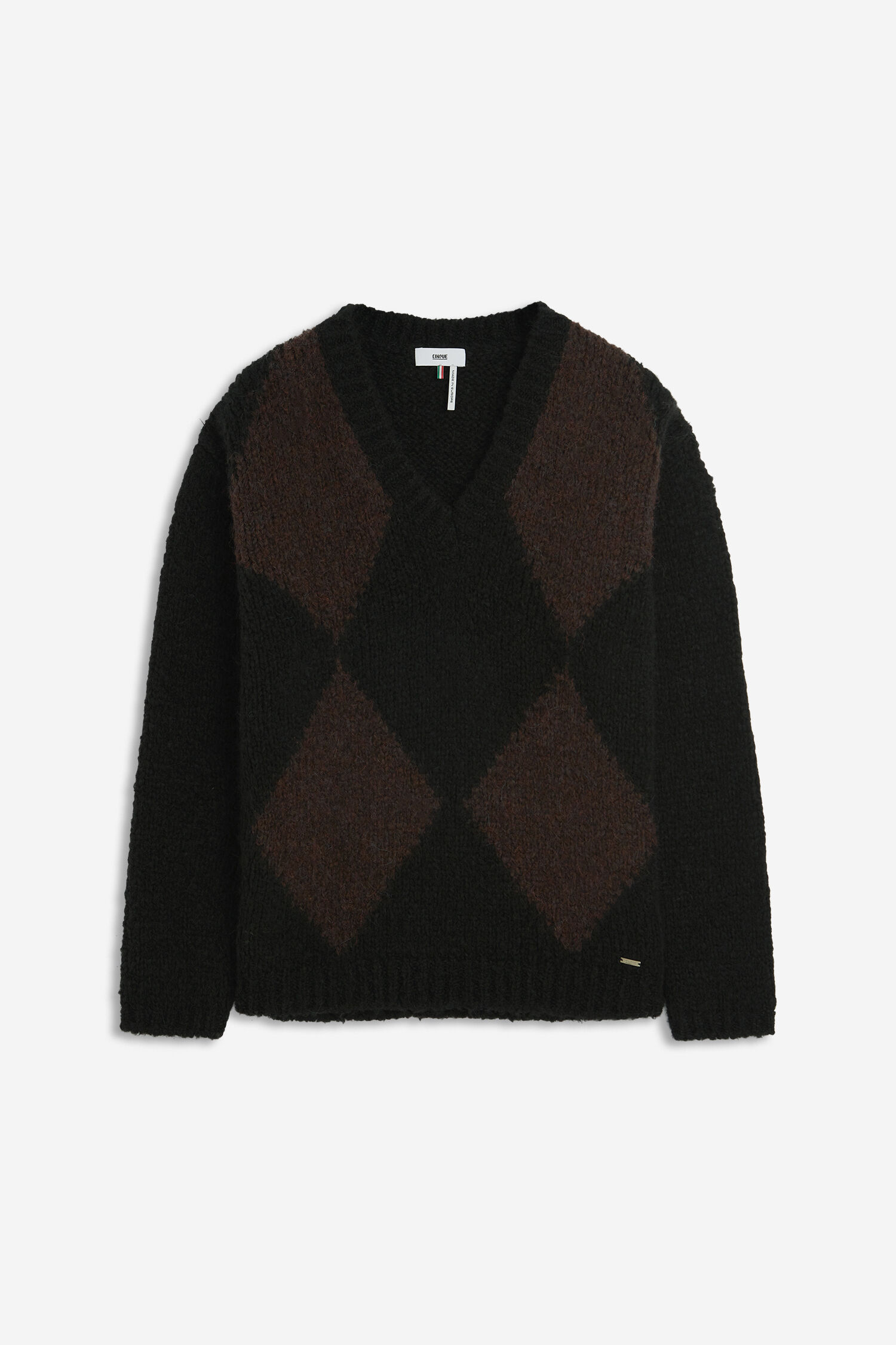 Pullover, Strick, Argyle, Schwarz, Braun