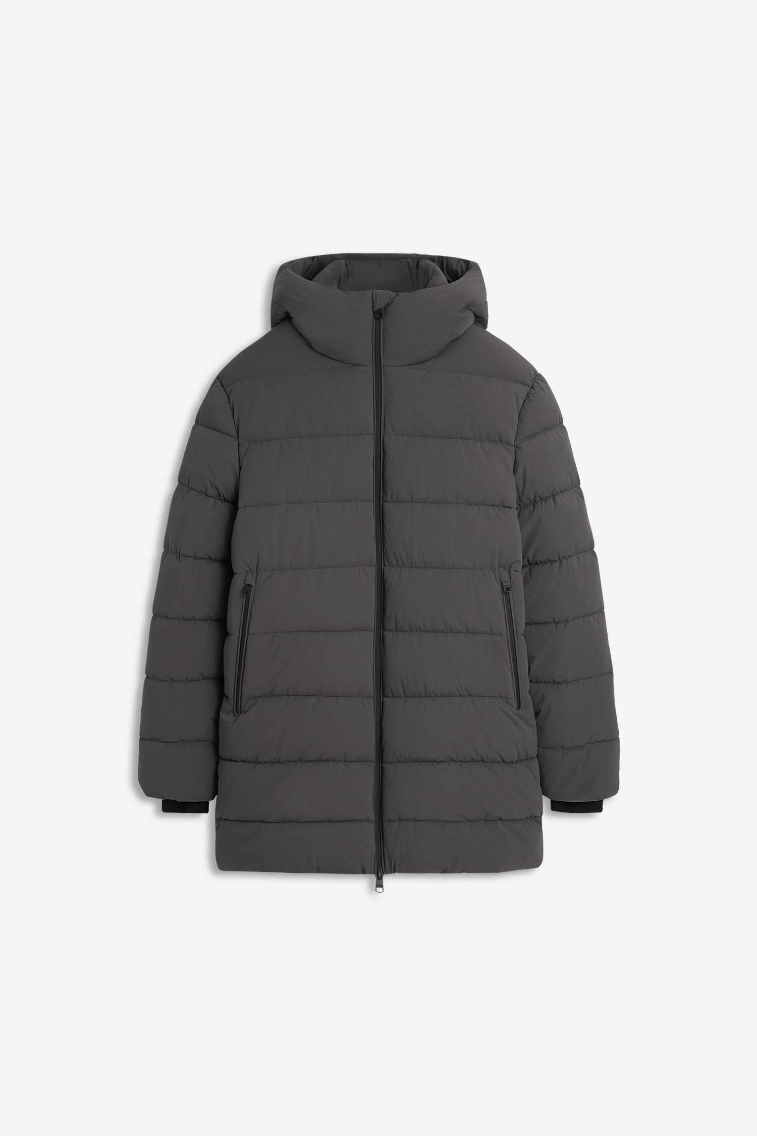Pufferjacke, Mantel, Steppjacke, Reißverschluss, grau