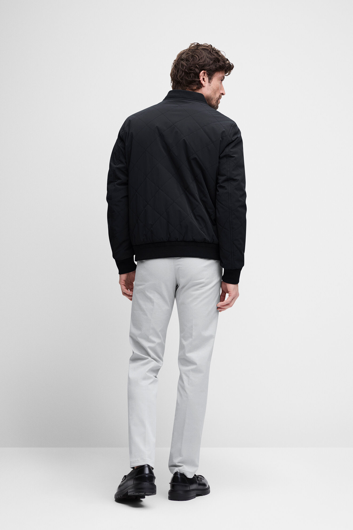 Quilted jacket, Black jacket, Bomber jacket, Long sleeve, Ribbed cuffs