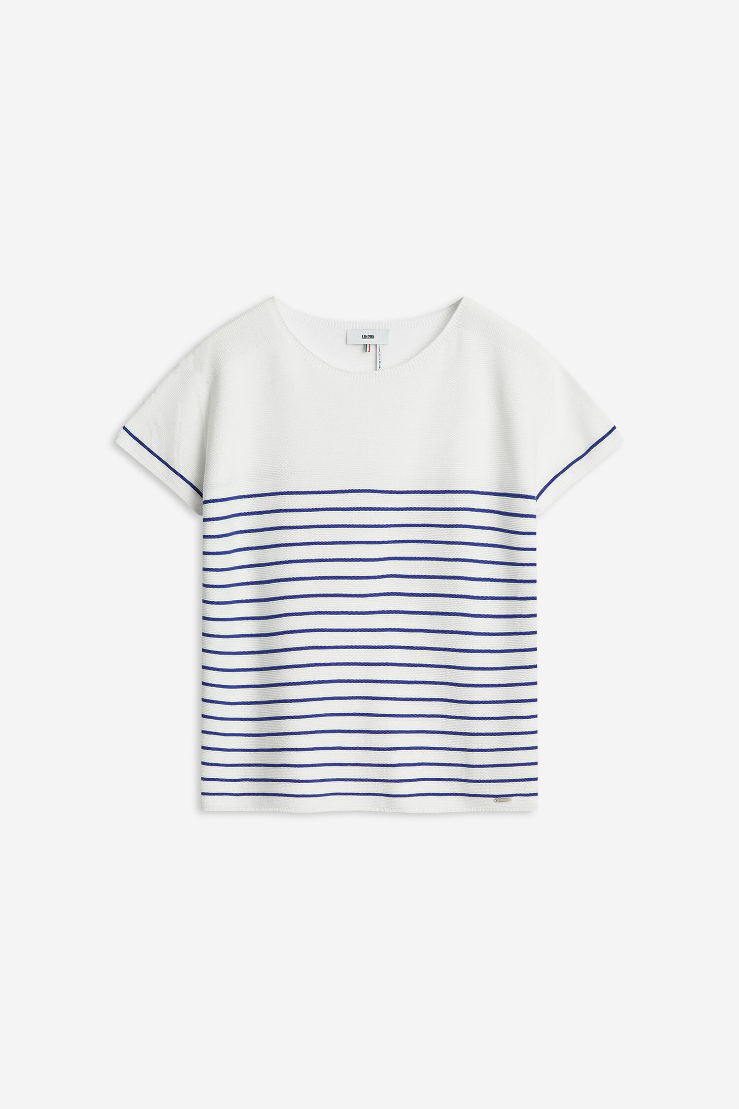 T-Shirt, Streifen, Breton, Weiß, Kurzarm
