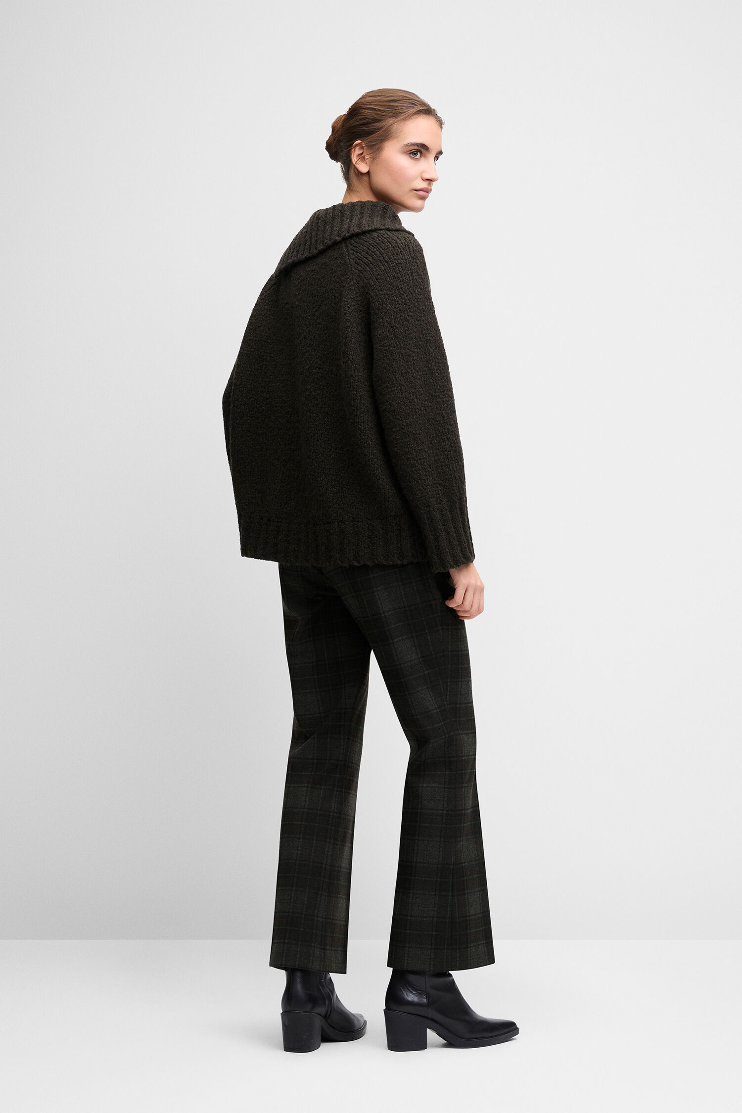 Strickjacke, Oversized, Kragen, Schwarz, Mantel-ähnlich
