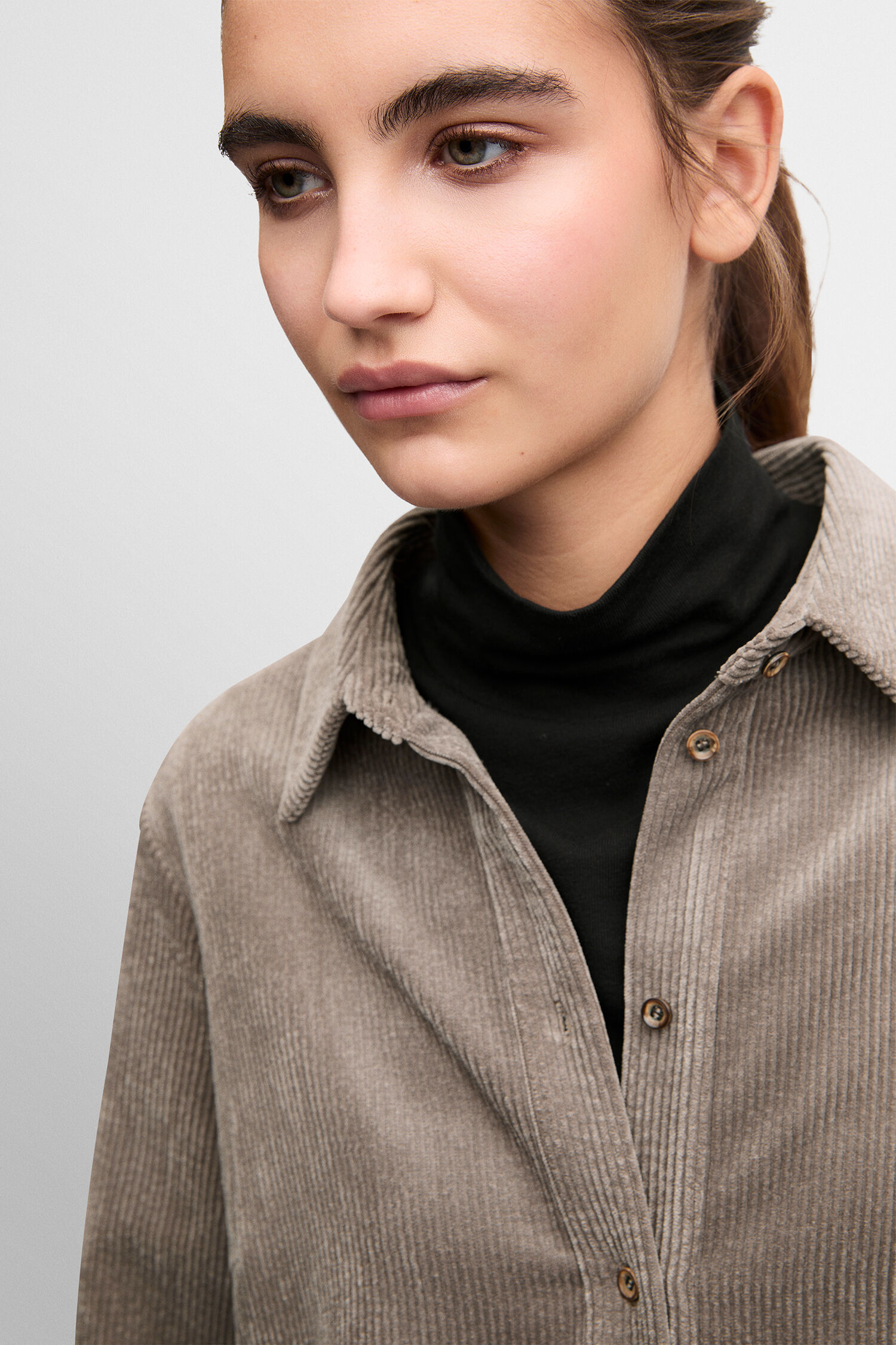 Corduroy, Kleid, Beige, Langarm, Kleid aus Cord