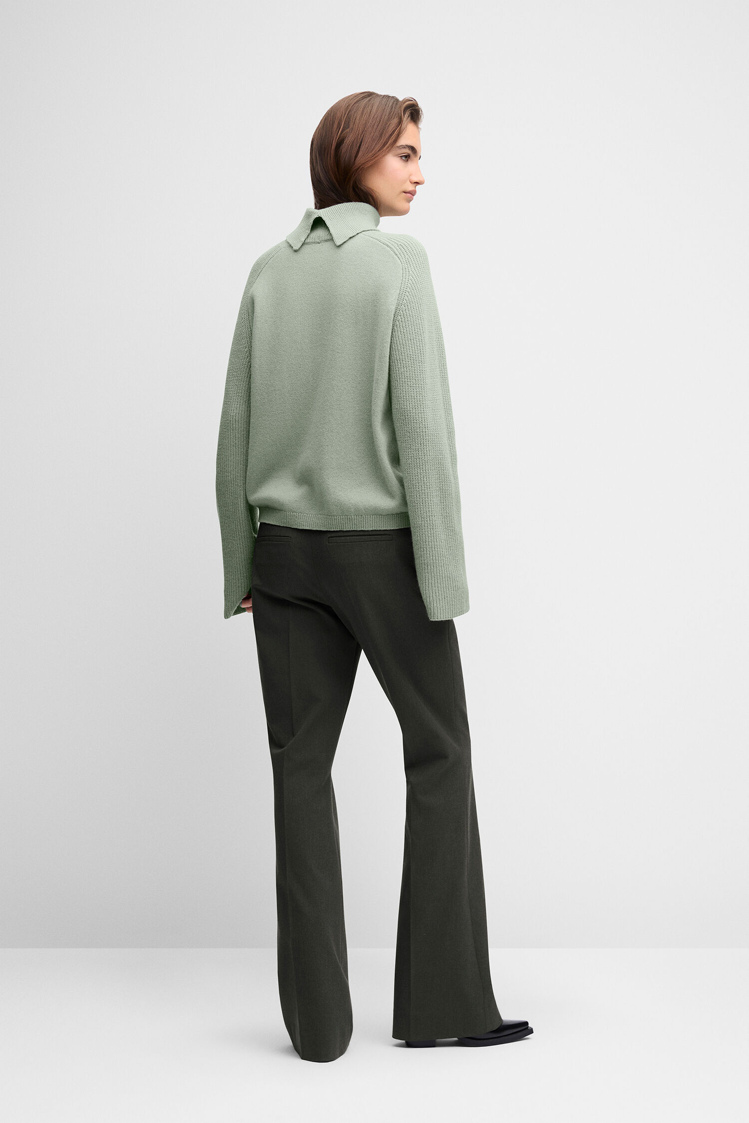 Pullover, Knit, Mint, Kragen, Langarm
