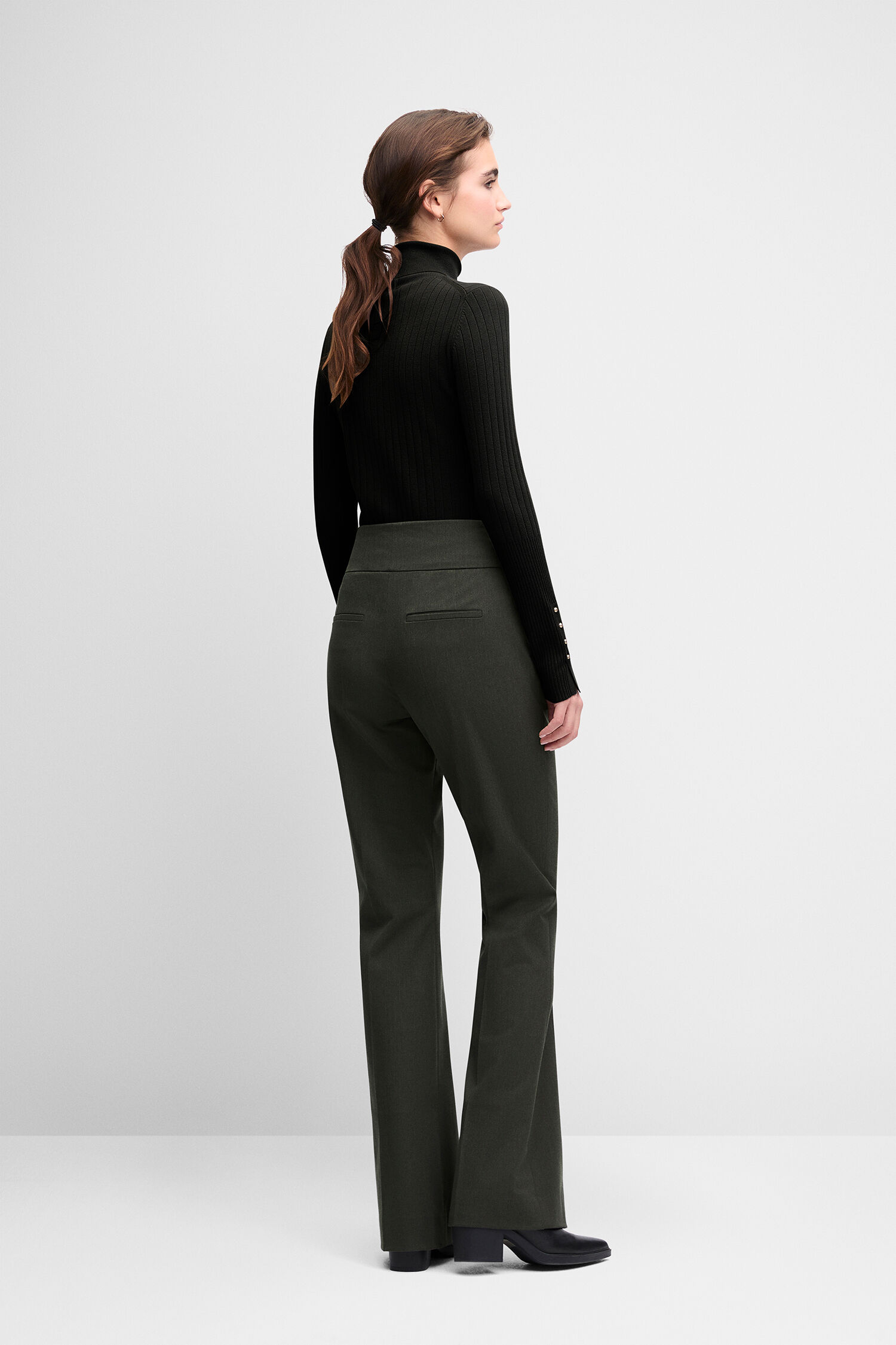 Turtleneck, Longsleeve, Schwarz, Olivgrün, Weite Hose