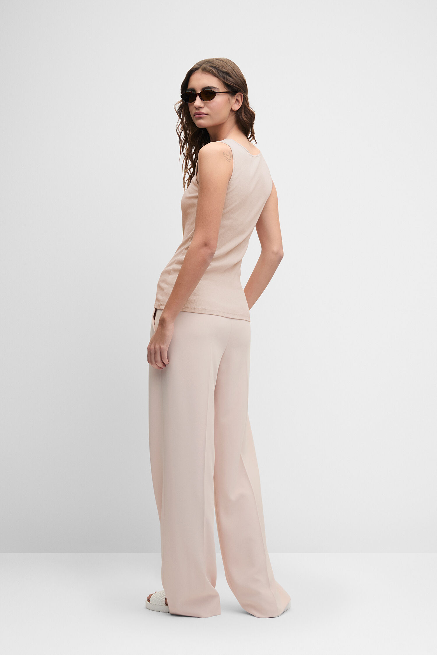Top, Tanktop, Beige, Hose, Weite Beine