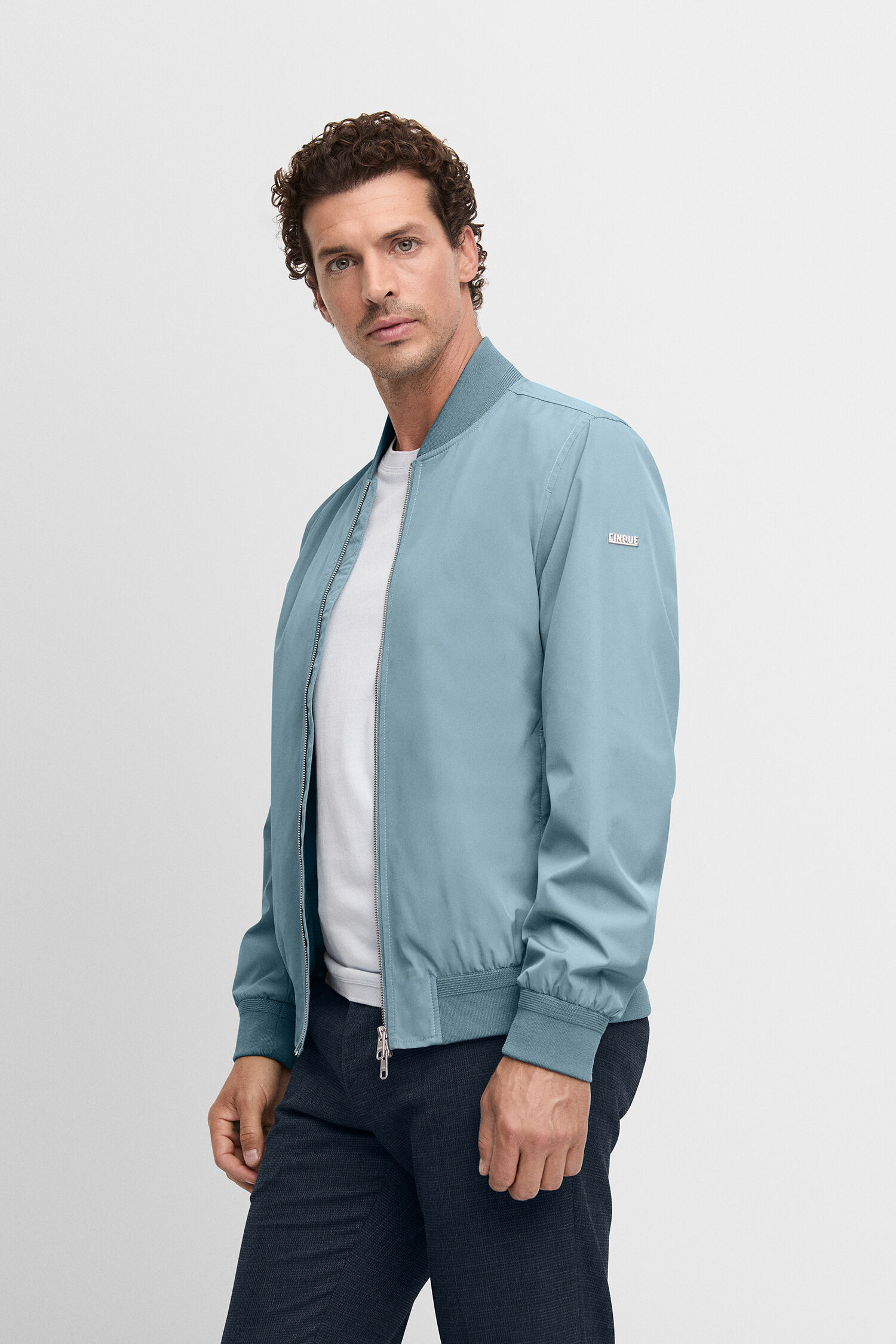 Hemd, Langarm, Mantel, Jacke, Person - hellblau