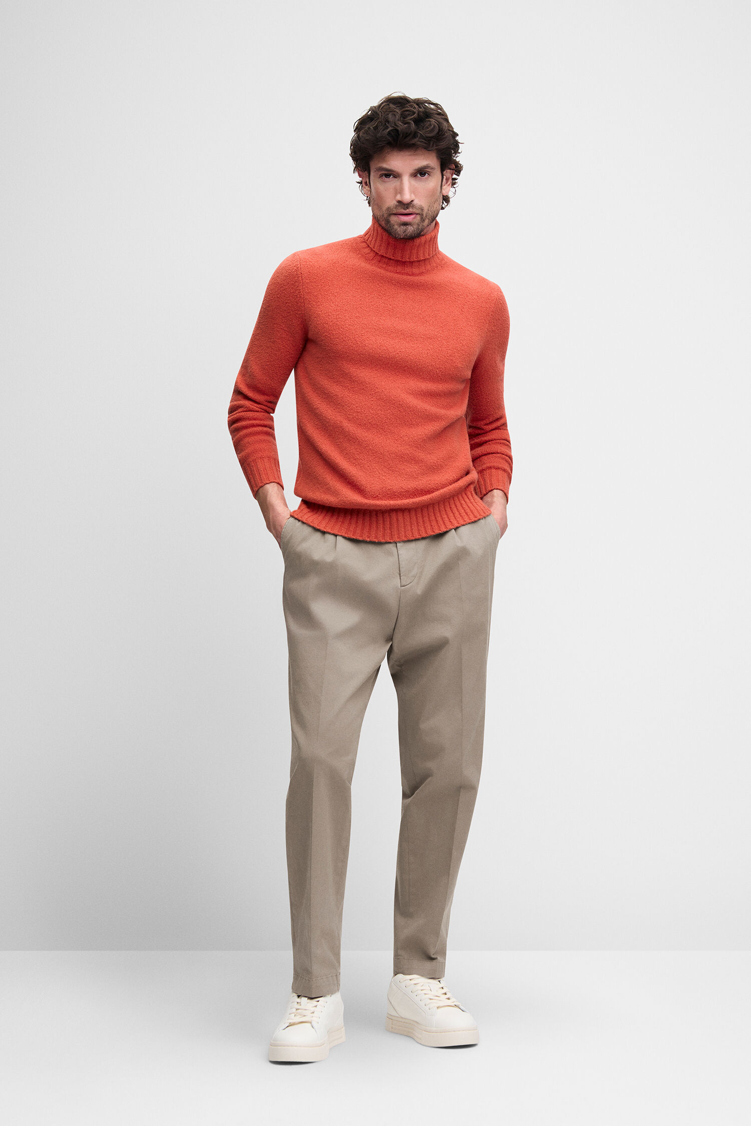 turtleneck, Knitwear, orange, Pullover, Hose