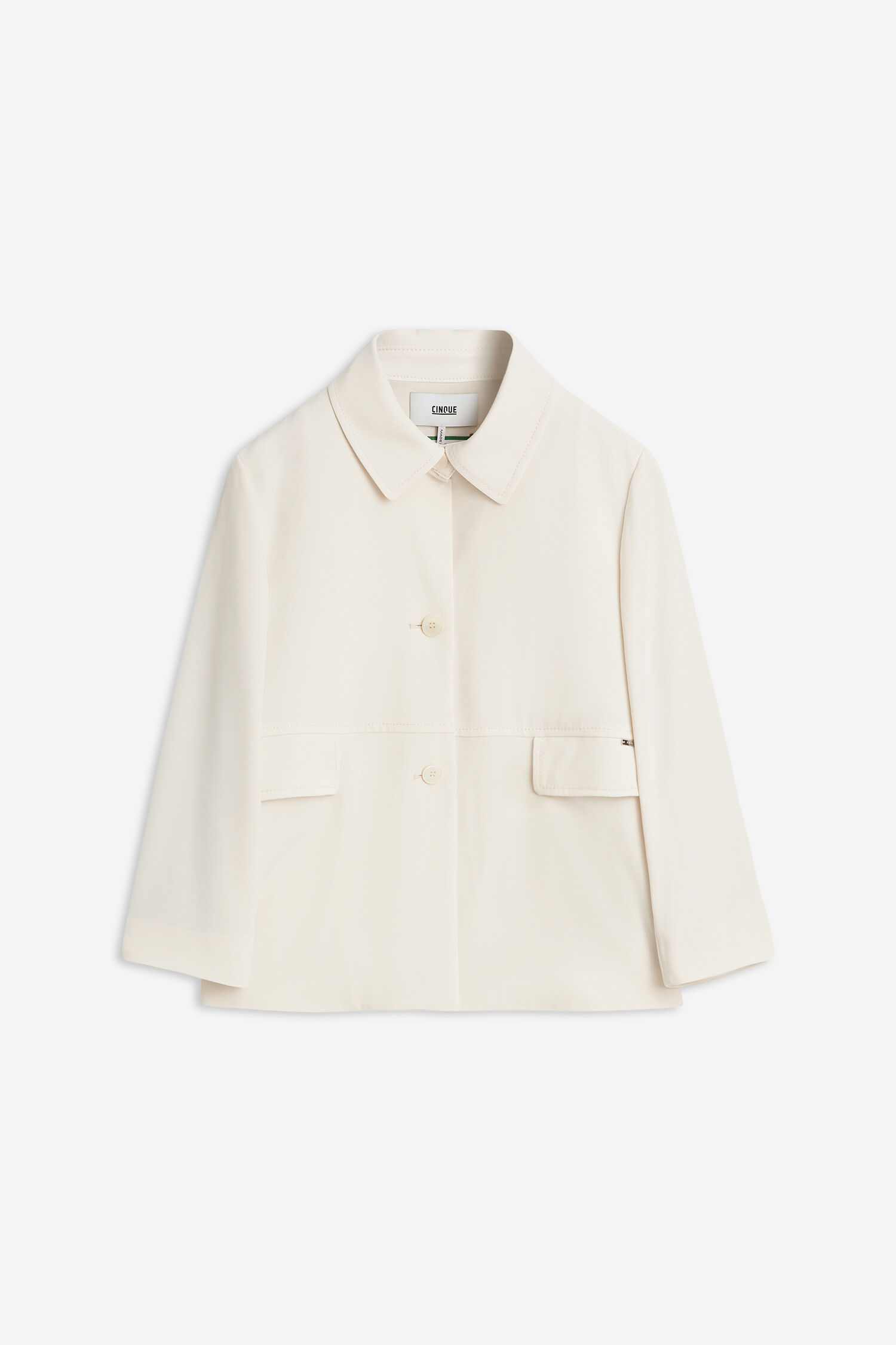 Creamfarbene Jacke, Knopfverschluss, Kragenjacke, Brusttaschen?