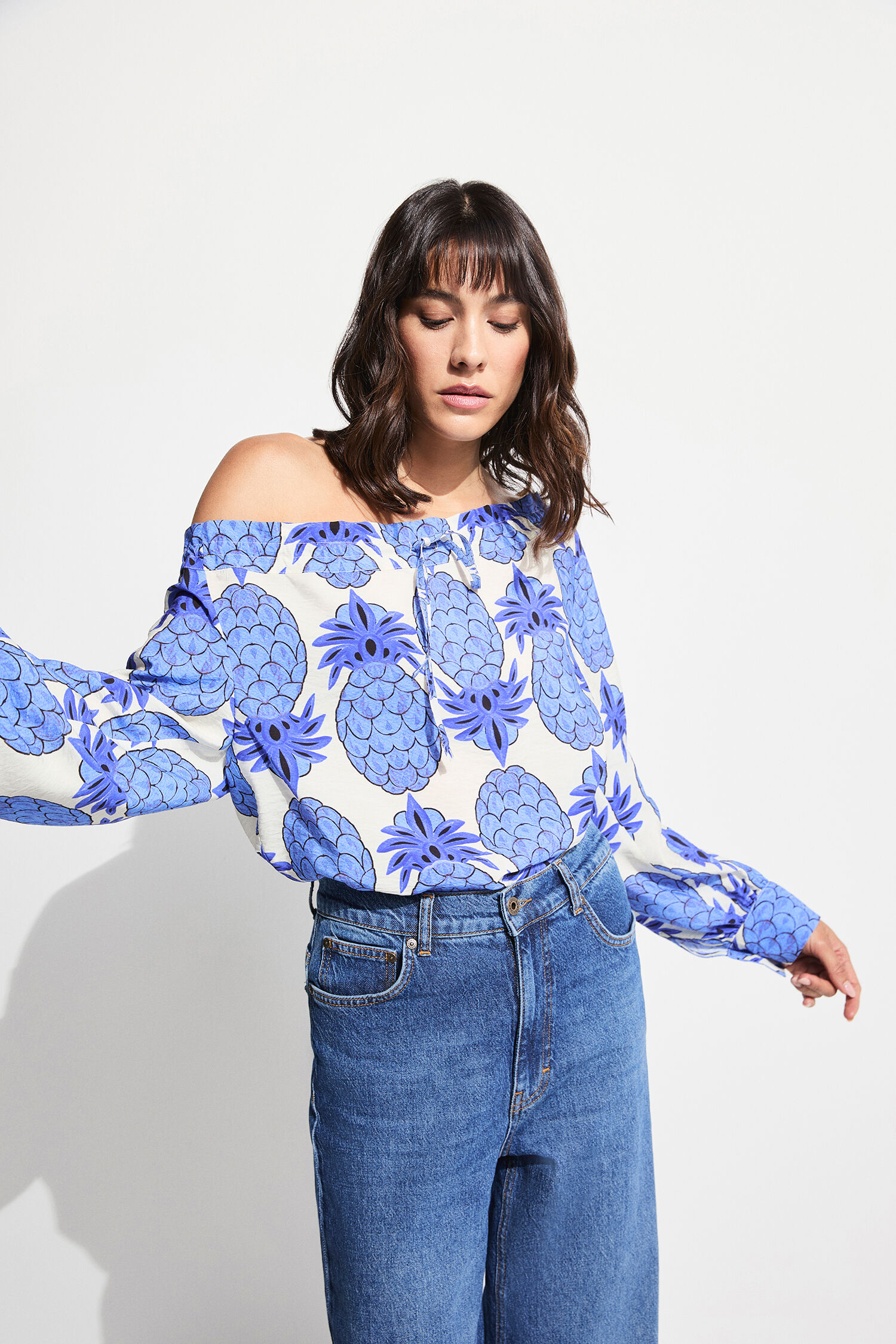 Bluse, Hosen, Langarm, Jeans, Person