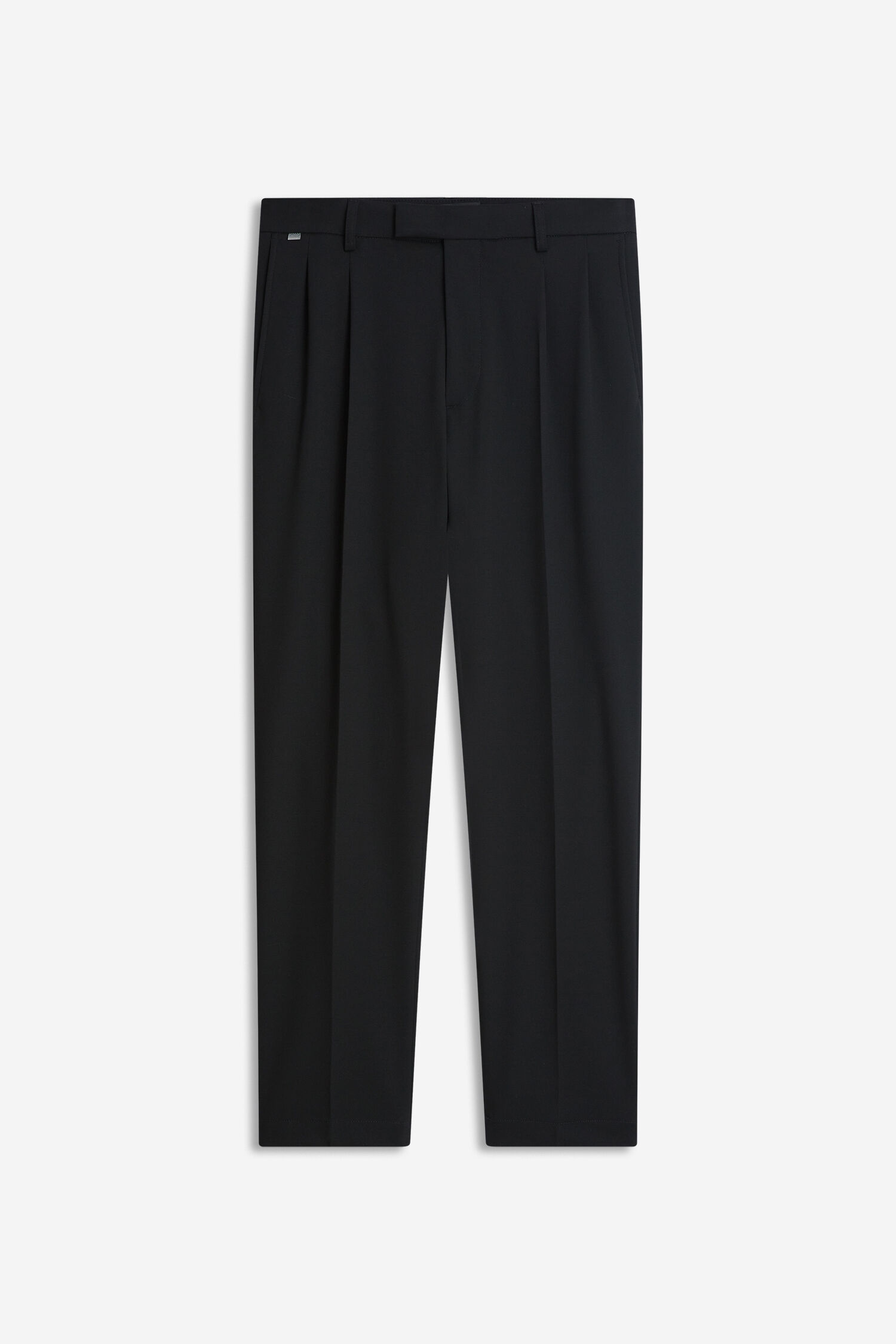 Hose, Schwarz, Hose mit Bund, Paketfalte, Klassisch