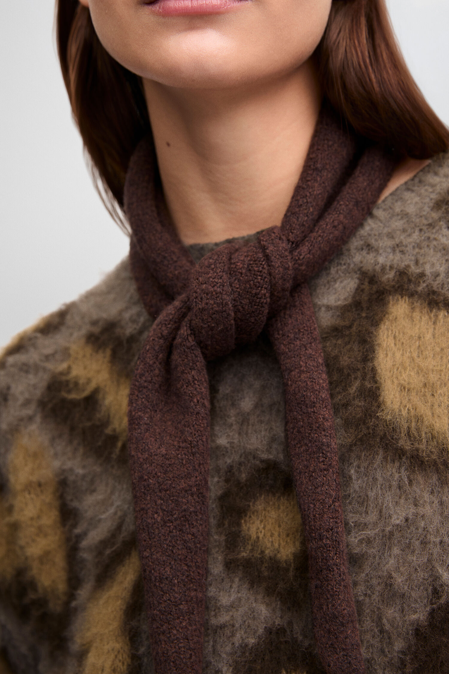 Schal, Knit, braun, Turtleneck, gemustert