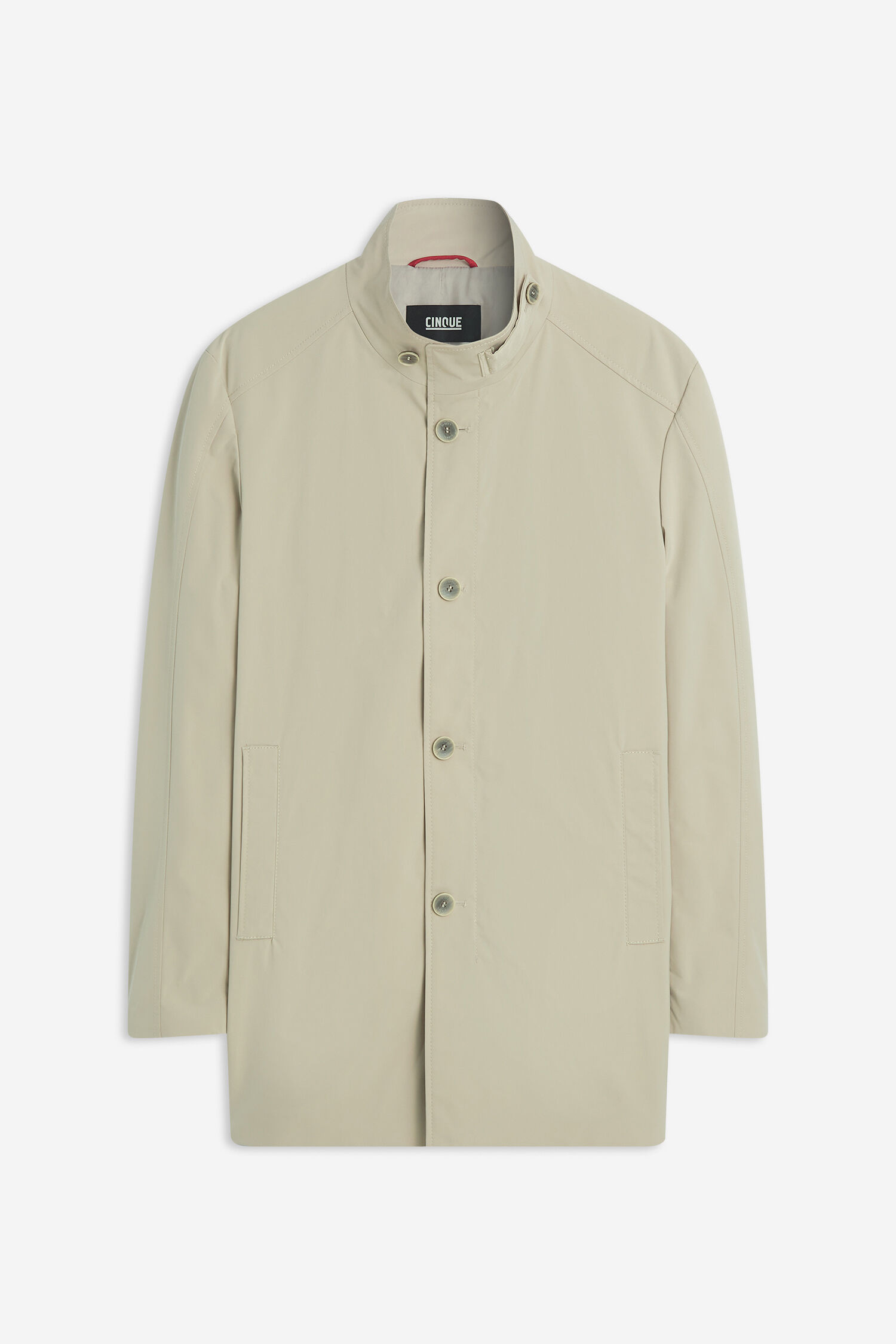 Mantel, Langarm, Hemd, Khaki, Leinen