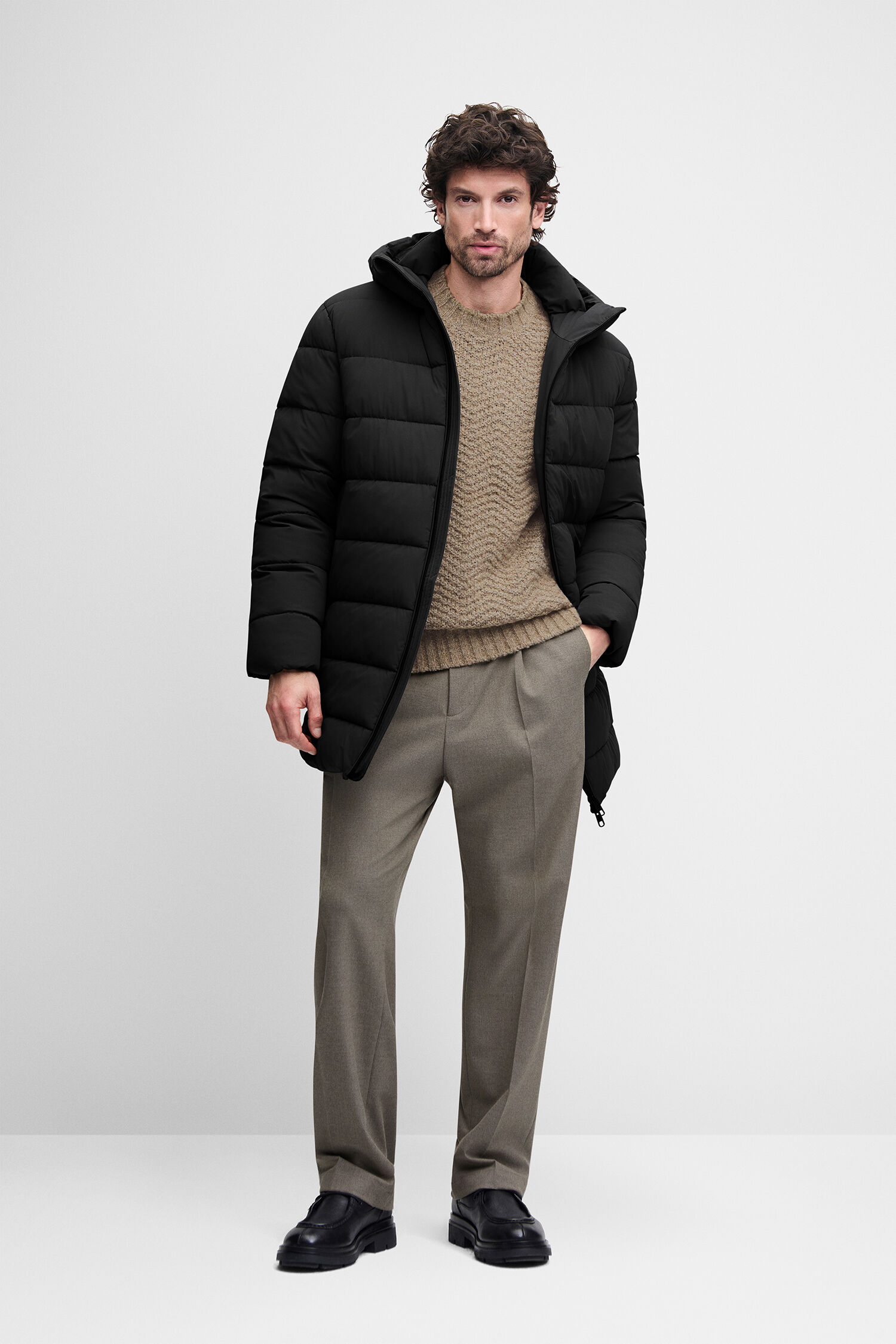 Pufferjacke, Winterjacke, Hoodie, Schwarz, Daunenjacke