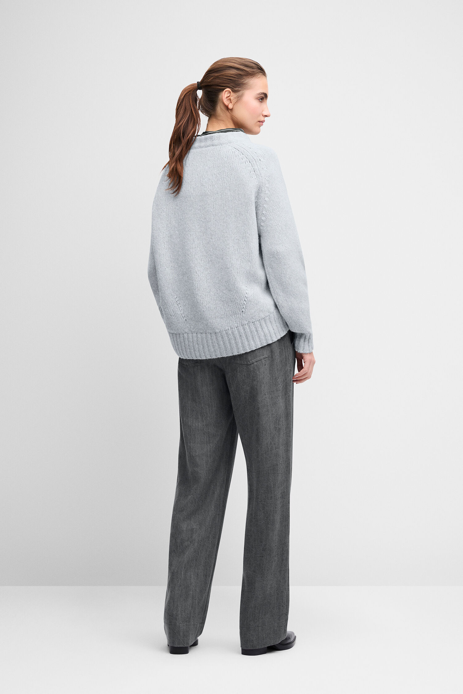 grauer Cardigan, oversized Pullover, Wolle, knit Pullover, gerader Schnitt