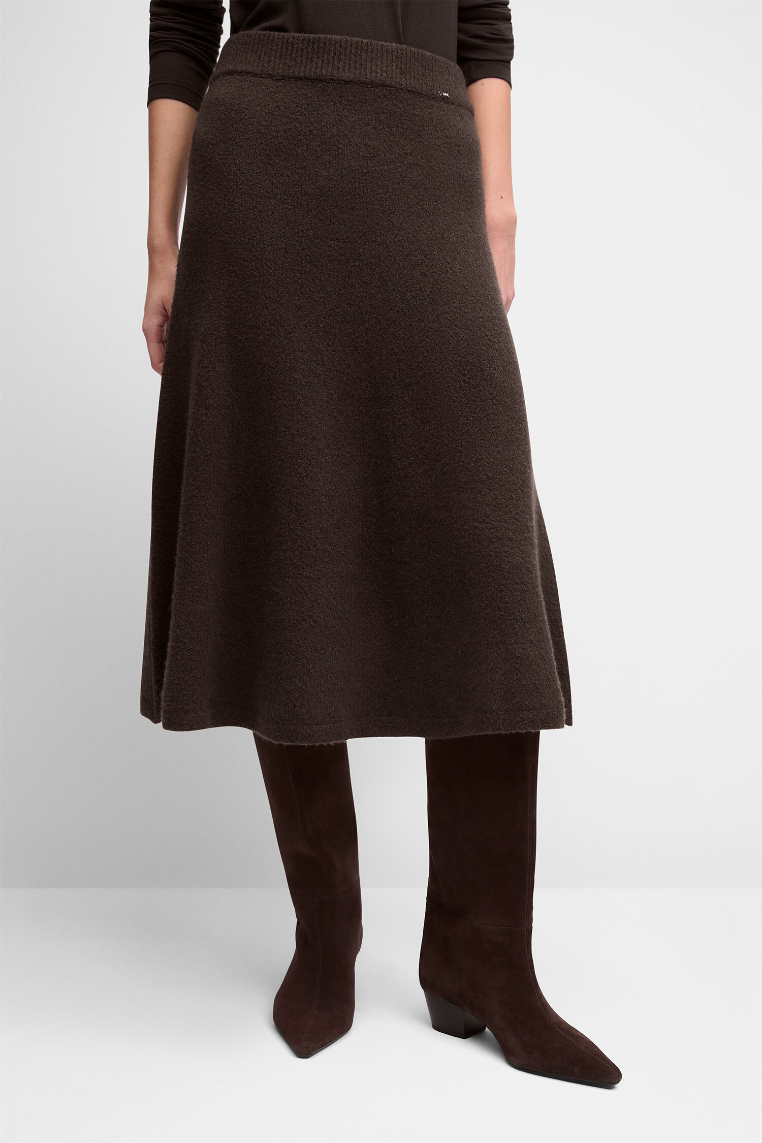 Kleid, Mantel-Set, Knopfleiste, Langarm, Braun