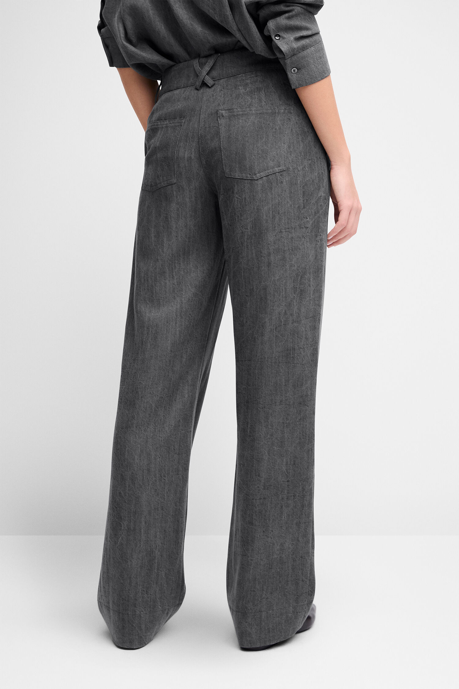 Hose, Grau, WeitePassform, Backtaschen, Denim